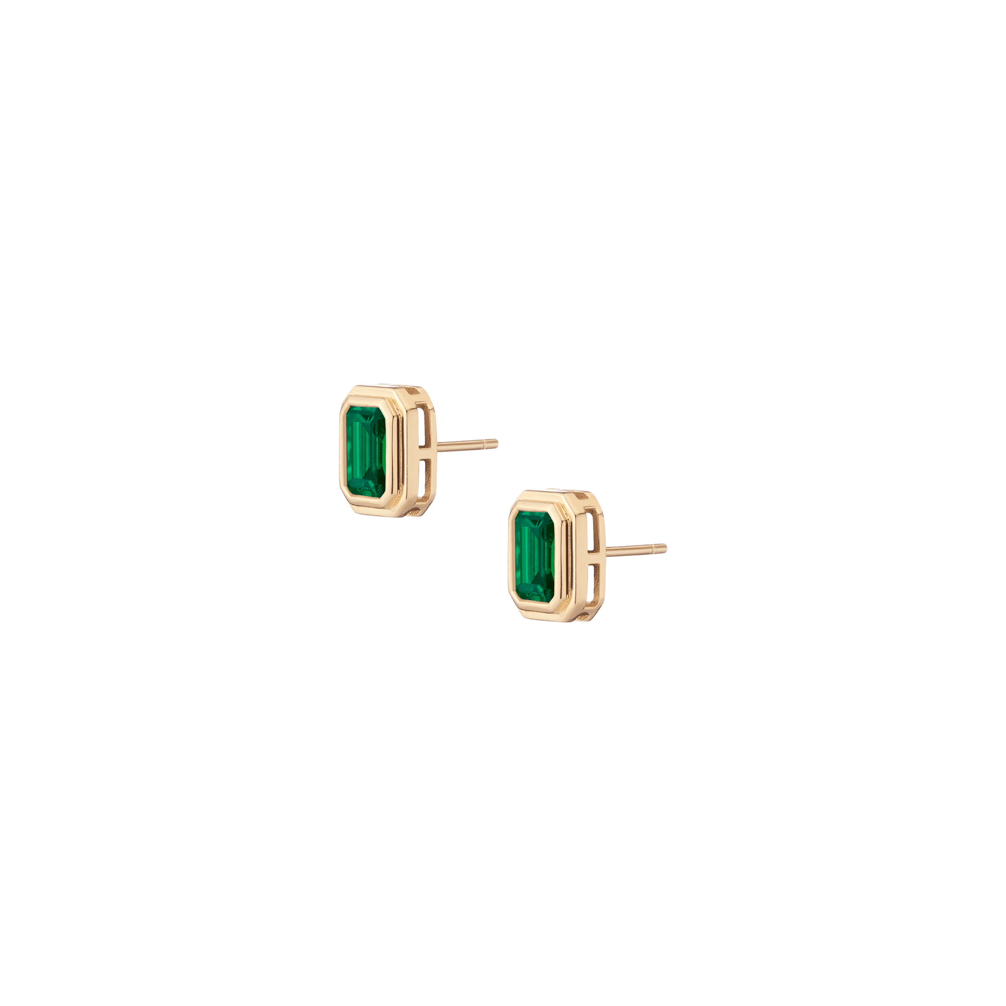 Lab Grown Emerald Heirloom Stud Earrings
