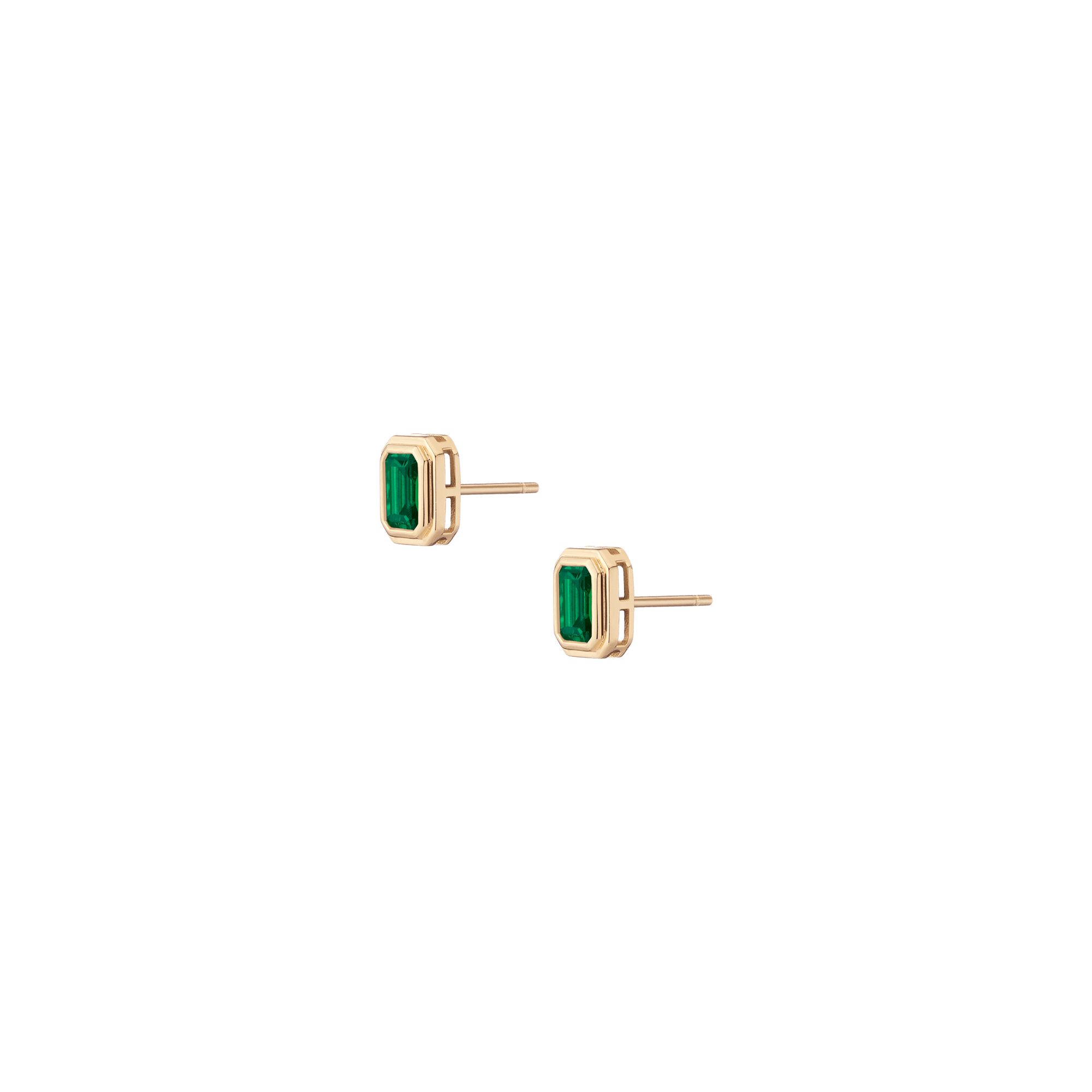 Mini Lab Grown Emerald Heirloom Stud Earrings