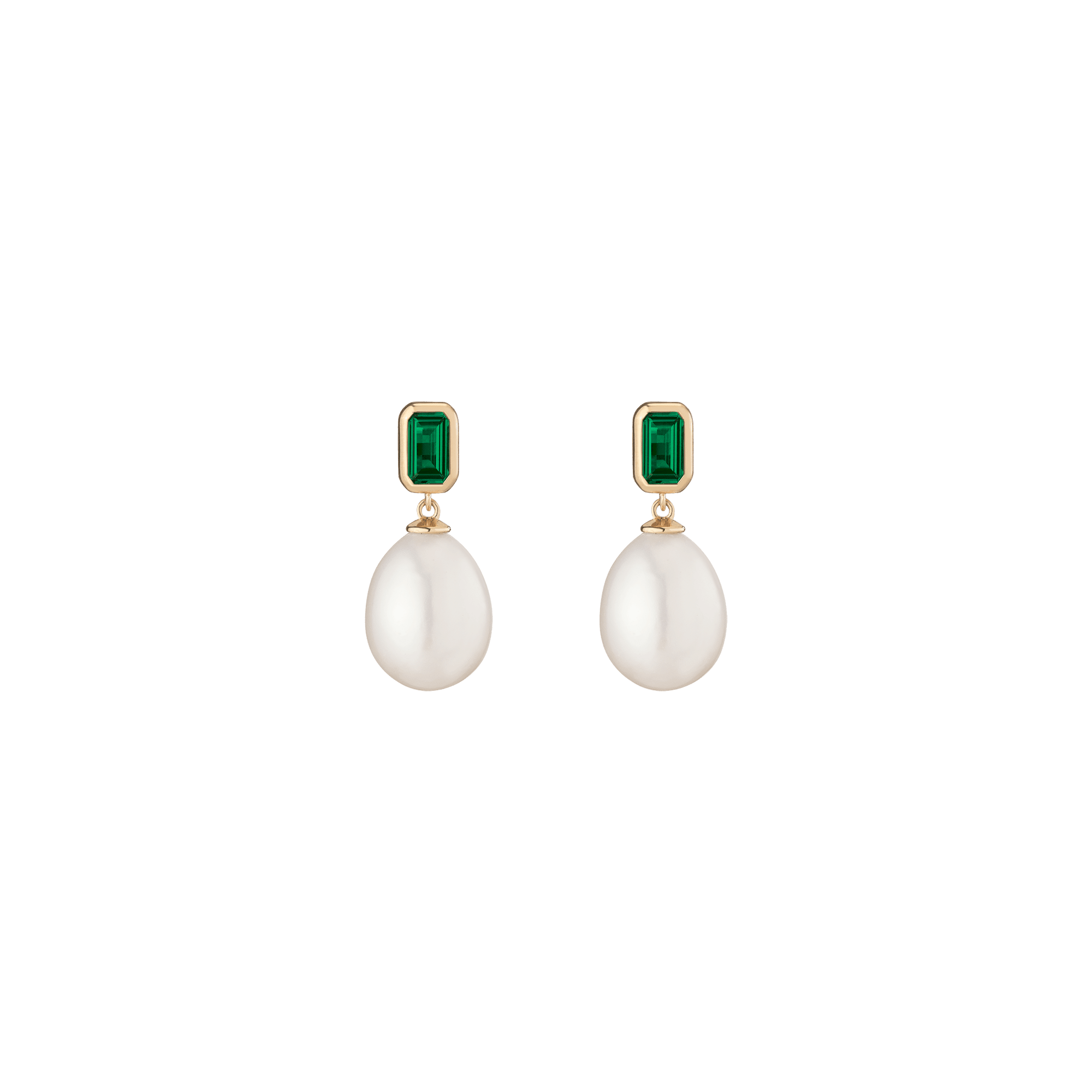 Lab Grown Emerald Heirloom Pearl Drop Earrings