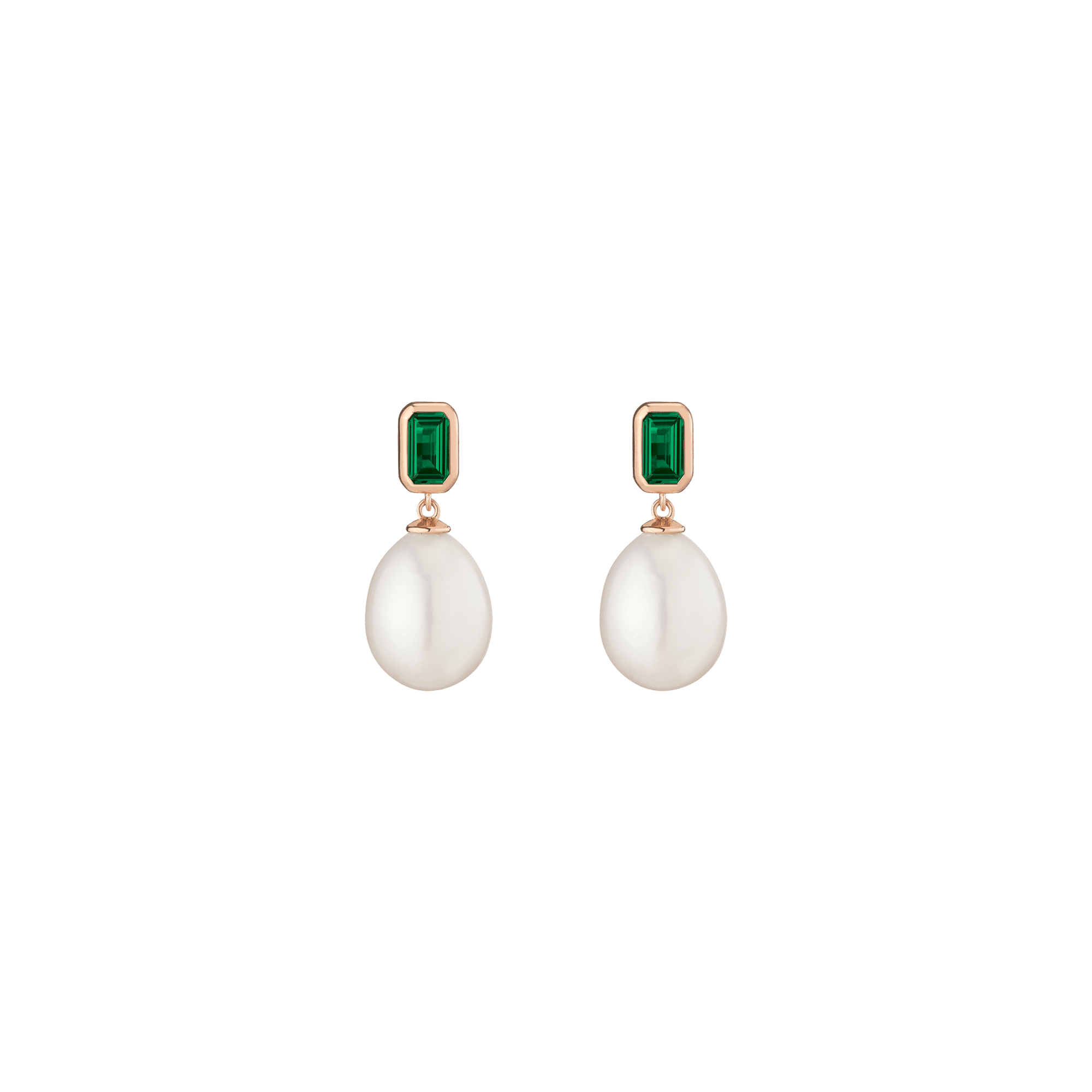 Lab Grown Emerald Heirloom Pearl Drop Earrings