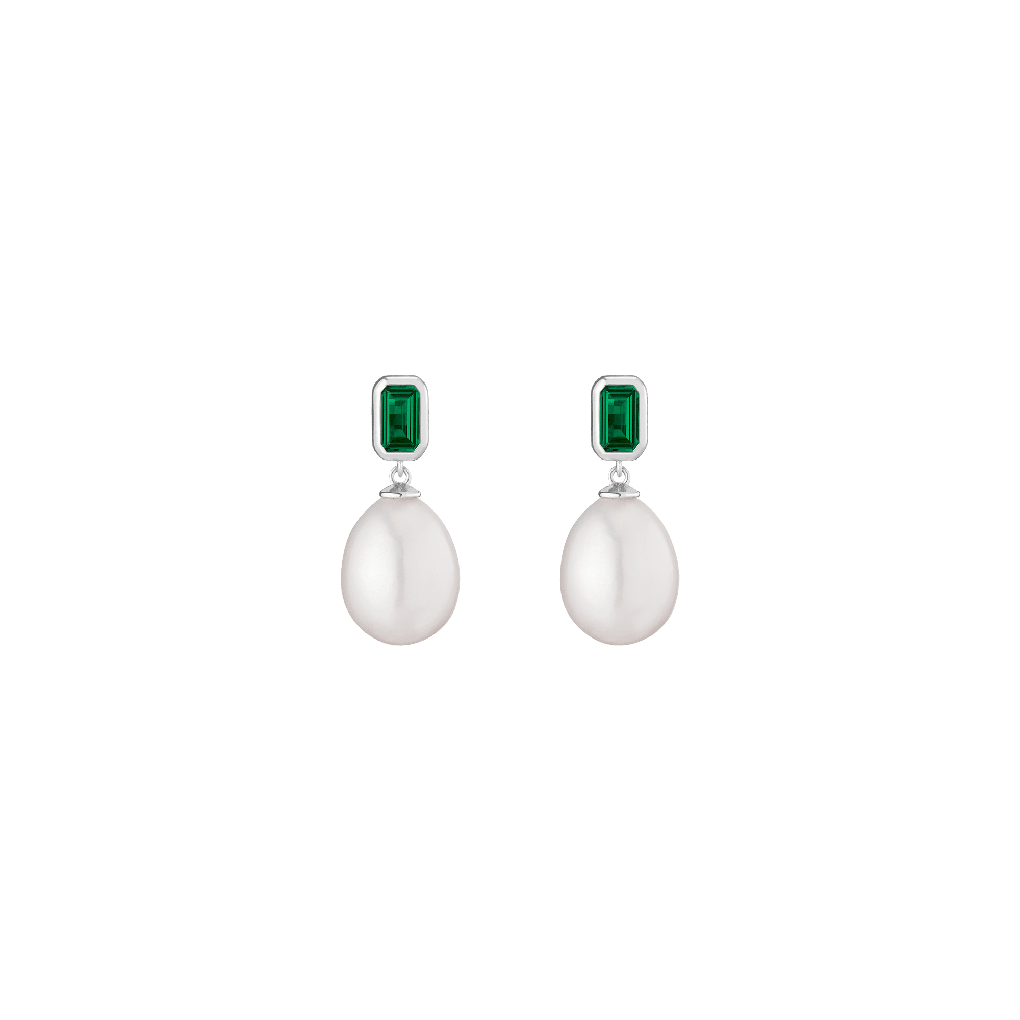 Lab Grown Emerald Heirloom Pearl Drop Earrings