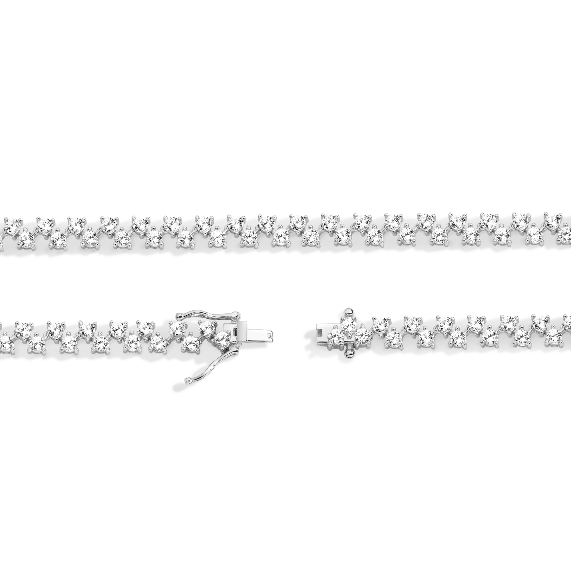 Floating Lab Grown White Sapphire Tennis Necklace