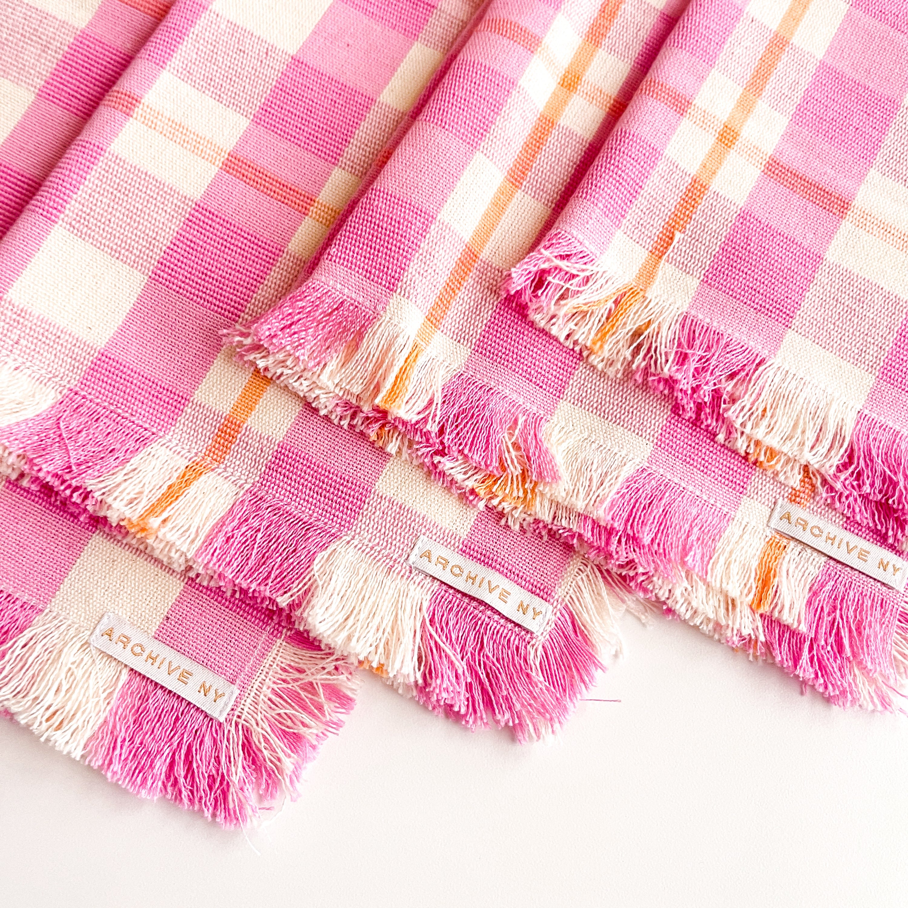 Abigail Plaid Party Napkin (Bubblegum & Peach)