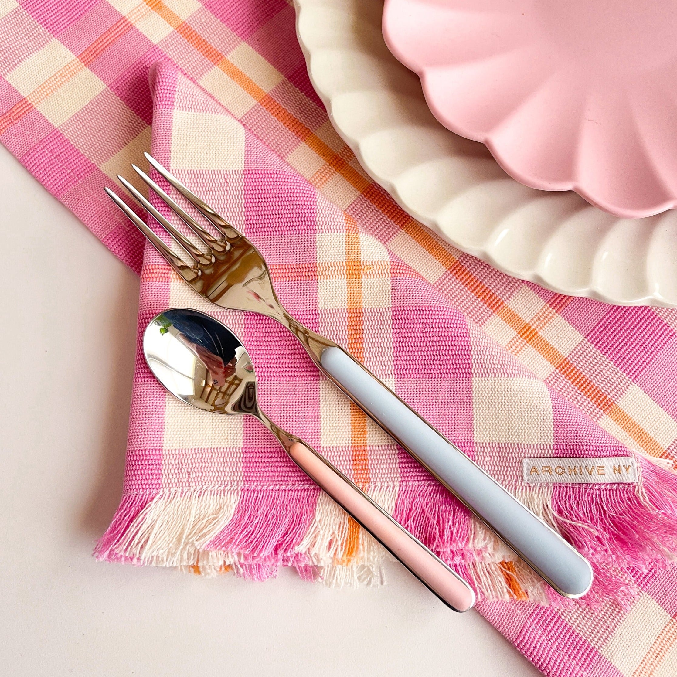 Abigail Plaid Party Napkin (Bubblegum & Peach)