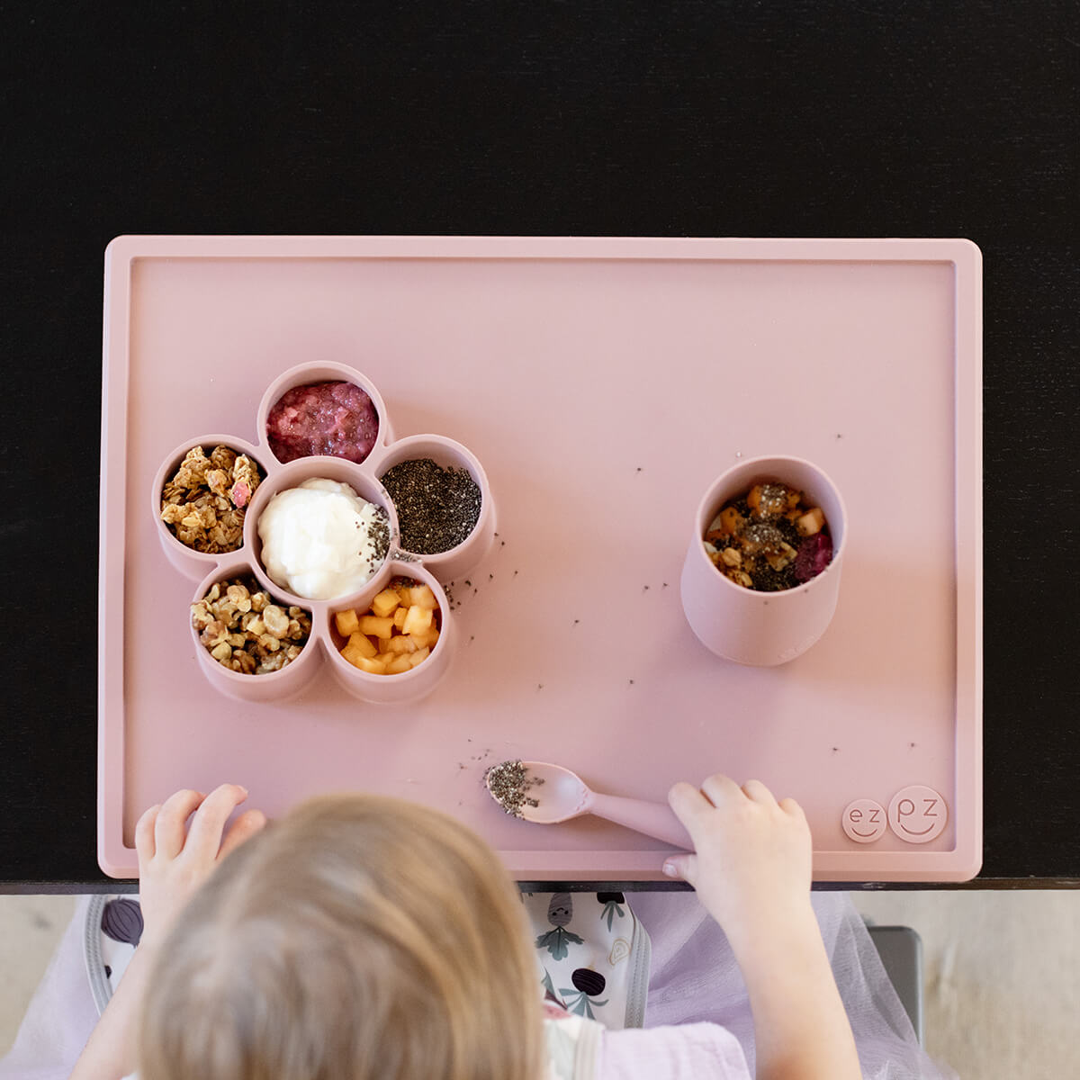 The Play Mat in Blush by ezpz / Large Silicone Craft Plate that Suctions to the Table #color_blush