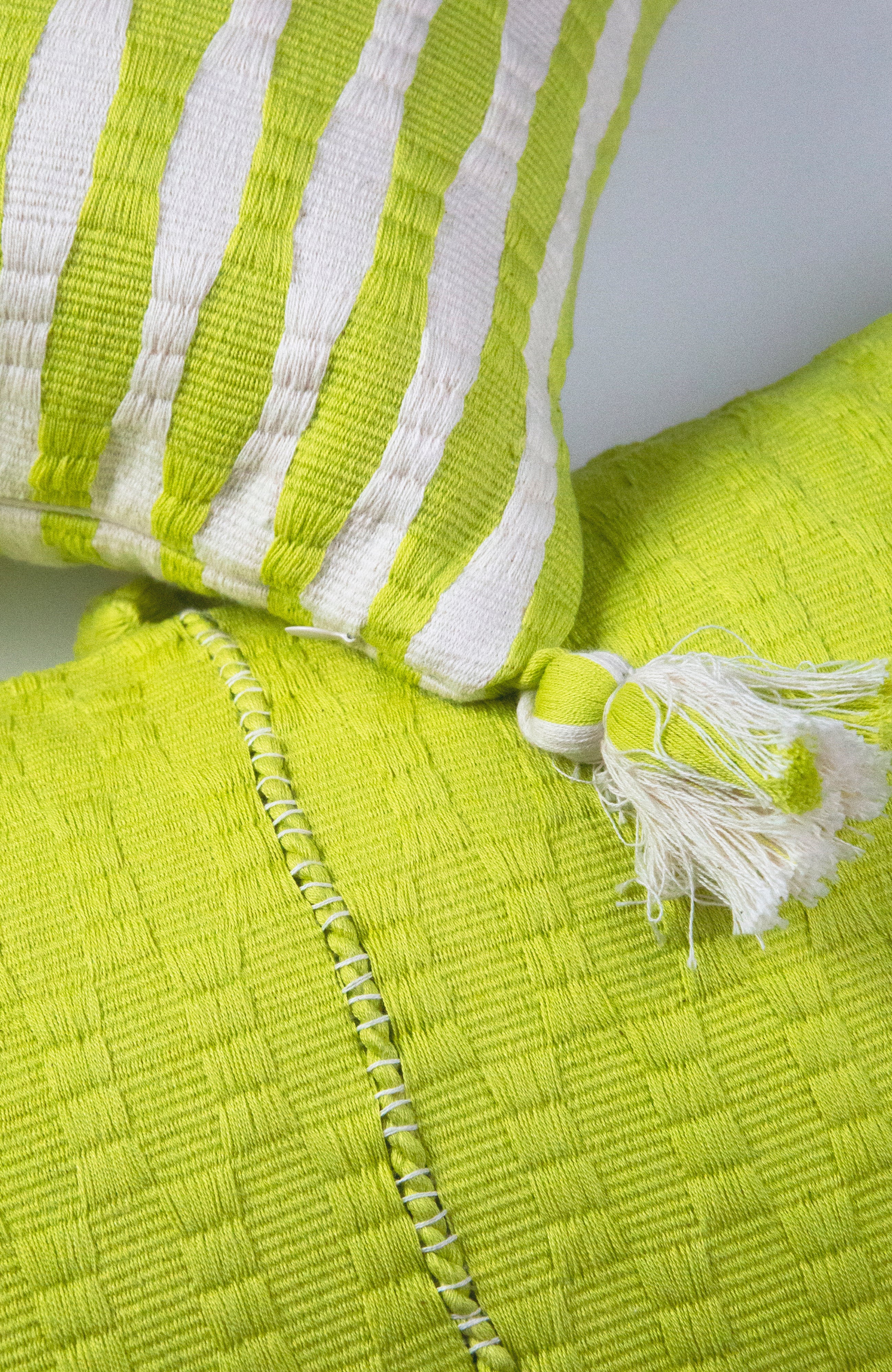 Antigua Striped Pillow (Lemon Lime & Ivory)