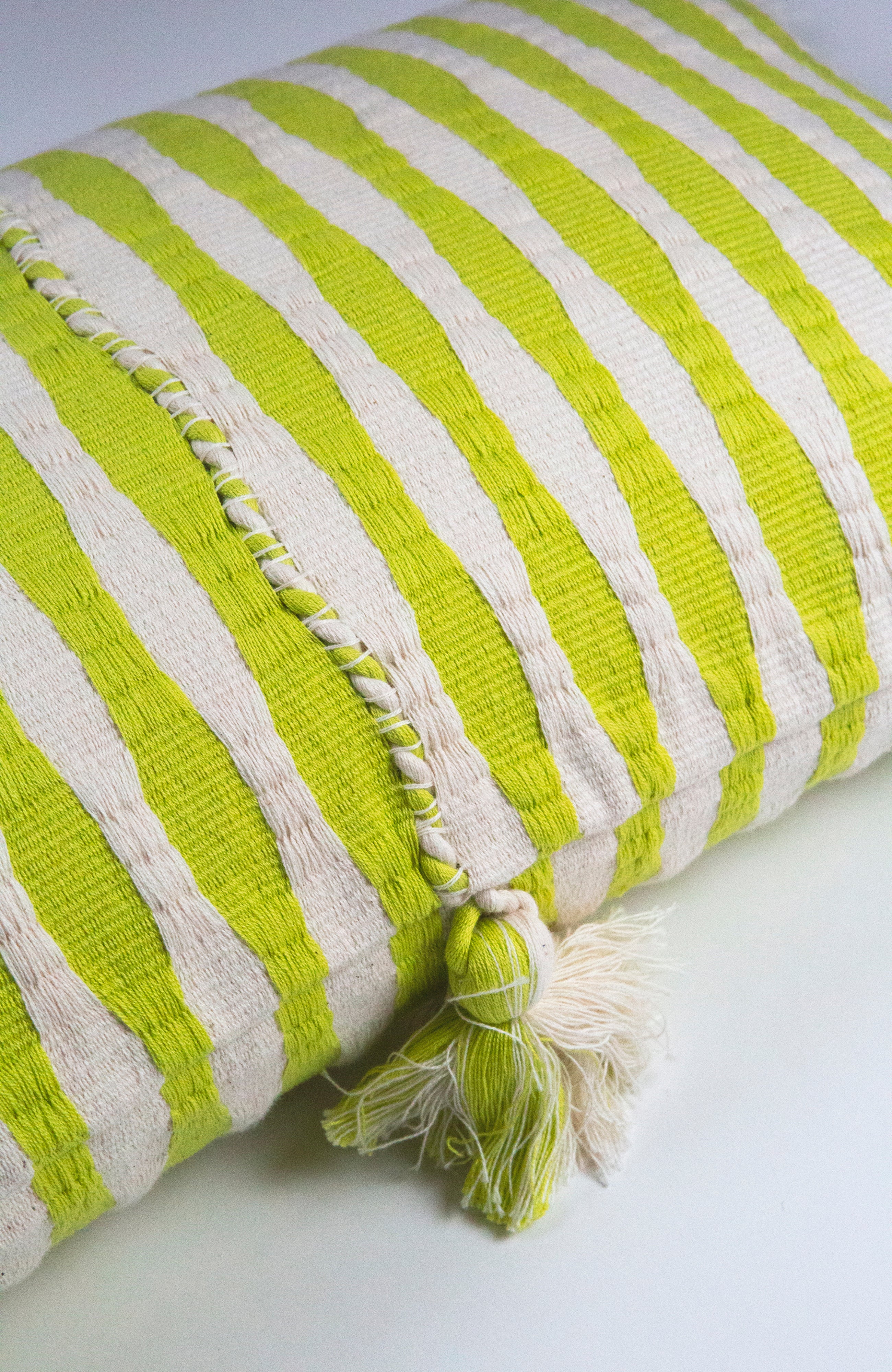Antigua Striped Pillow (Lemon Lime & Ivory)