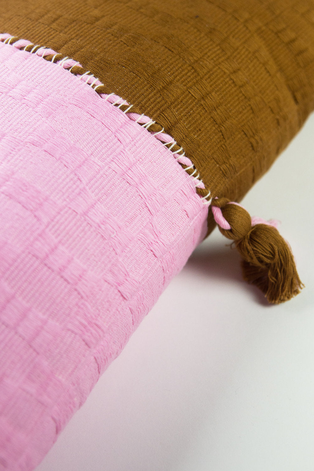 Antigua Pillow (Baby Pink & Umber)