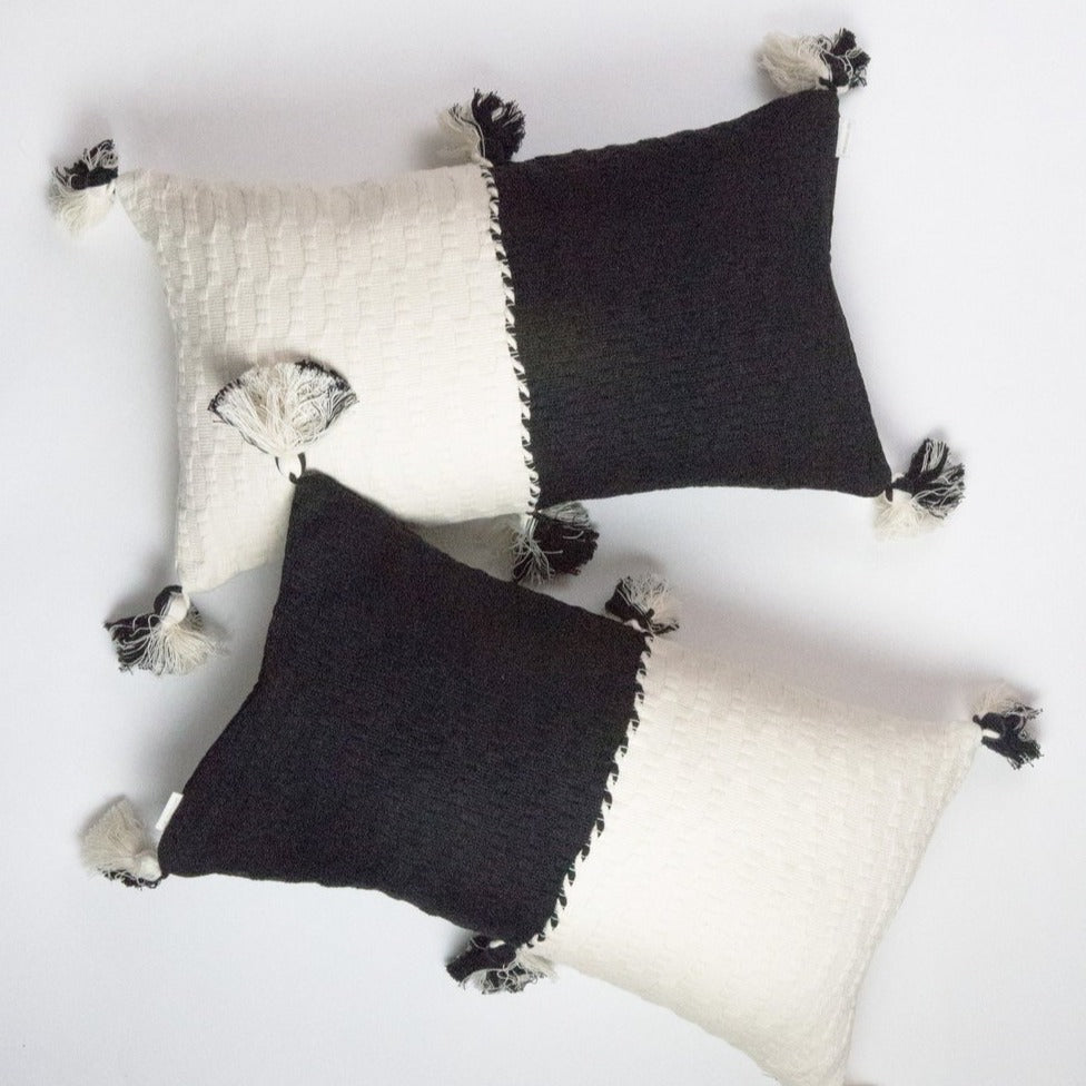 Antigua Pillow (Black & Natural White Colorblocked)