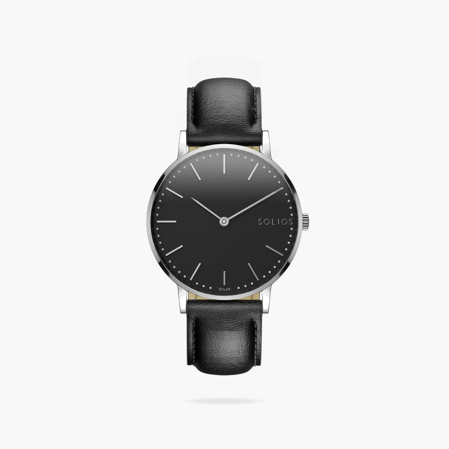 Black + Silver Solar Classic (Black Eco Vegan Leather)