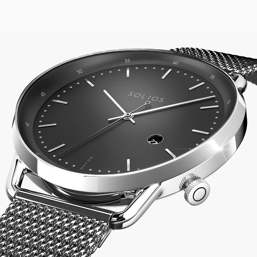 Black + Silver Solar Curve (Grey Mesh Metal)