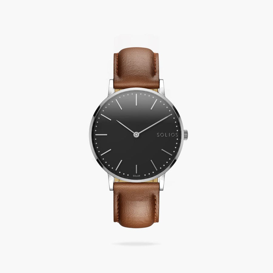 Black + Silver Solar Classic (Brown Eco Vegan Leather)