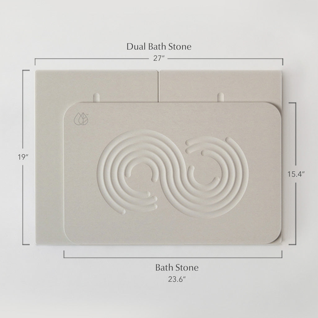 comparison between dual bath mat and original bath stone in sandstone
