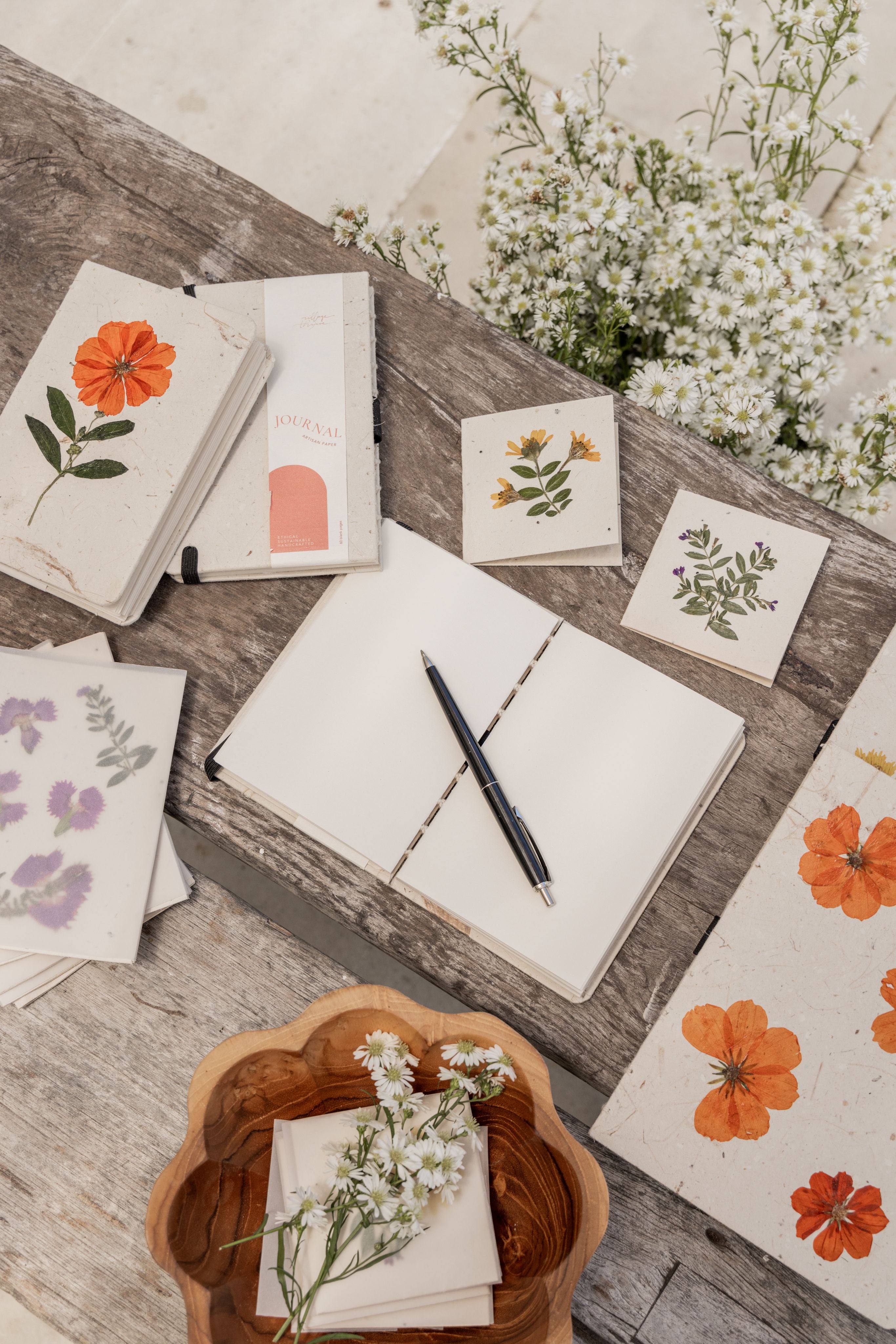 Handcrafted Journal with Pressed Flowers