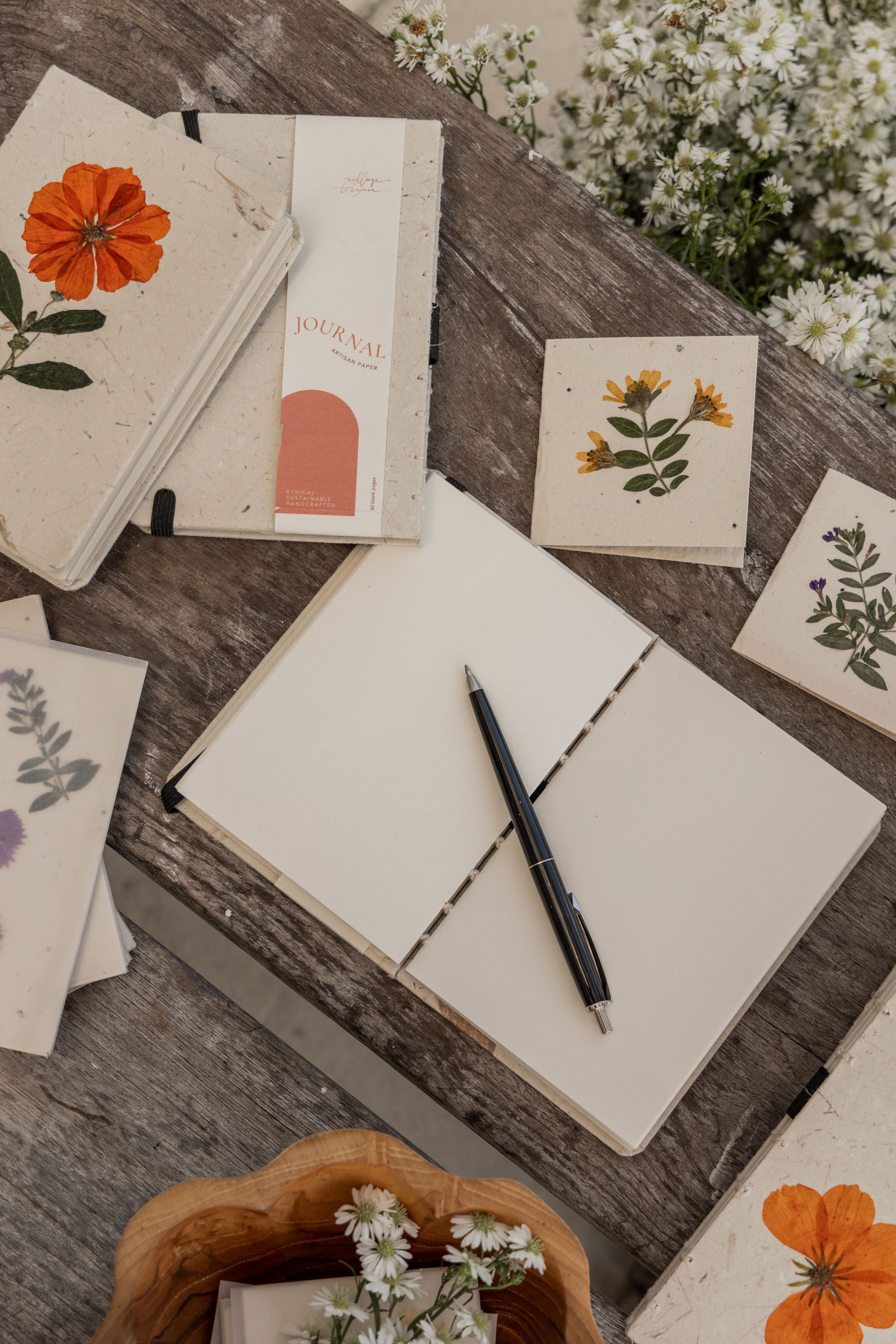 Handcrafted Journal with Pressed Flowers