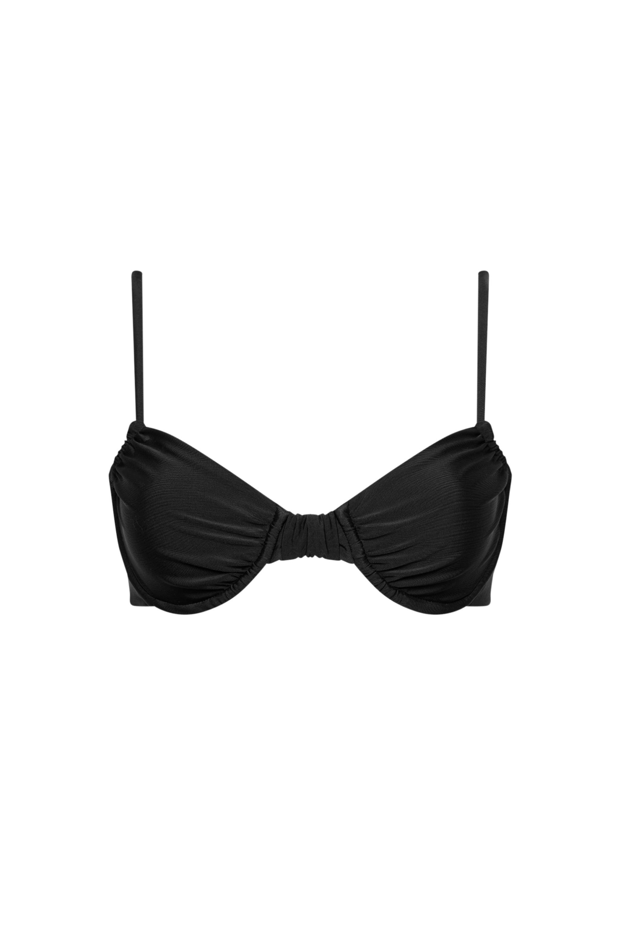 Capri Ruched Underwire Bikini Top (Black)