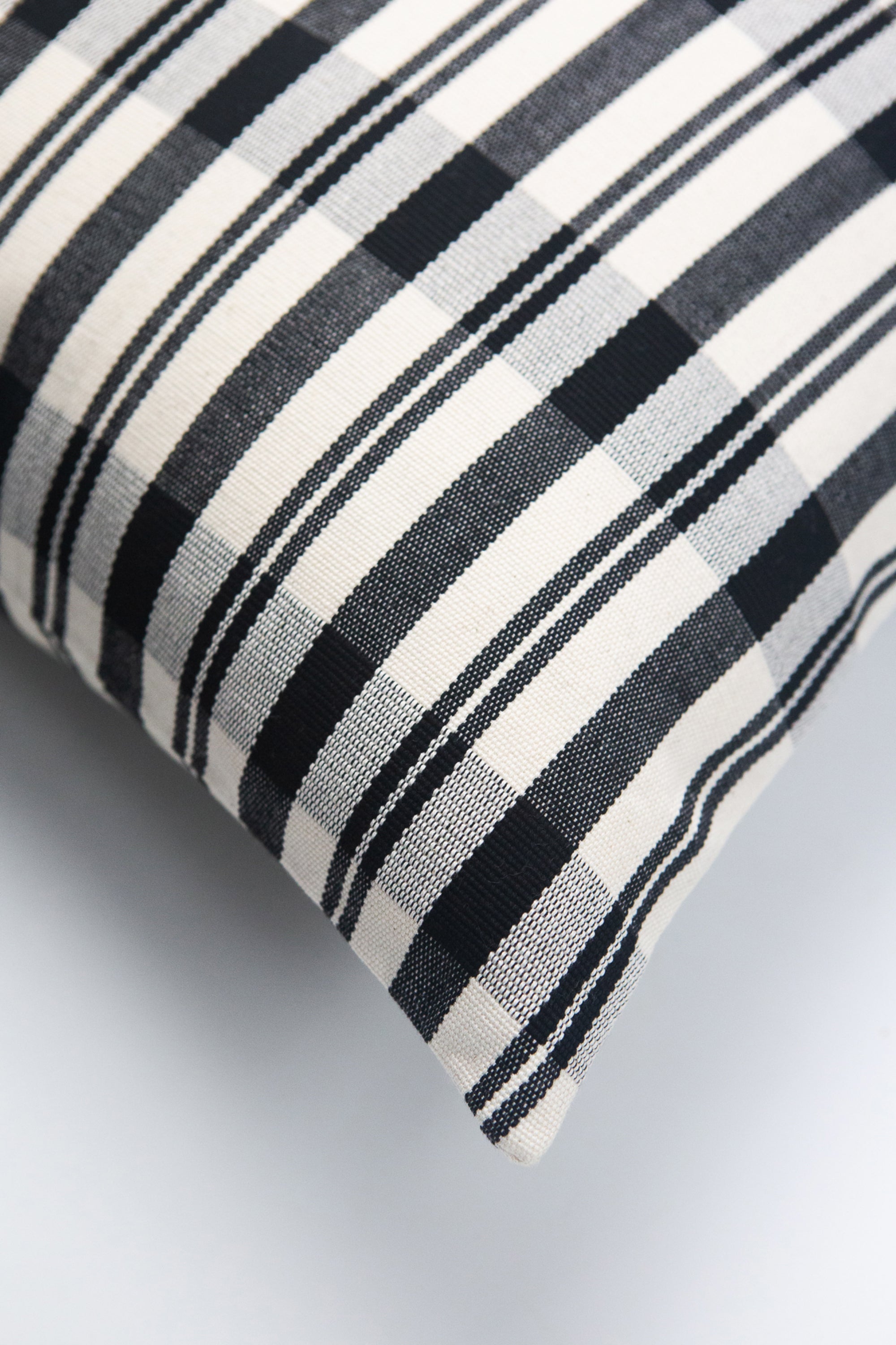 Cecilia Black & Ivory Striped Plaid Pillow