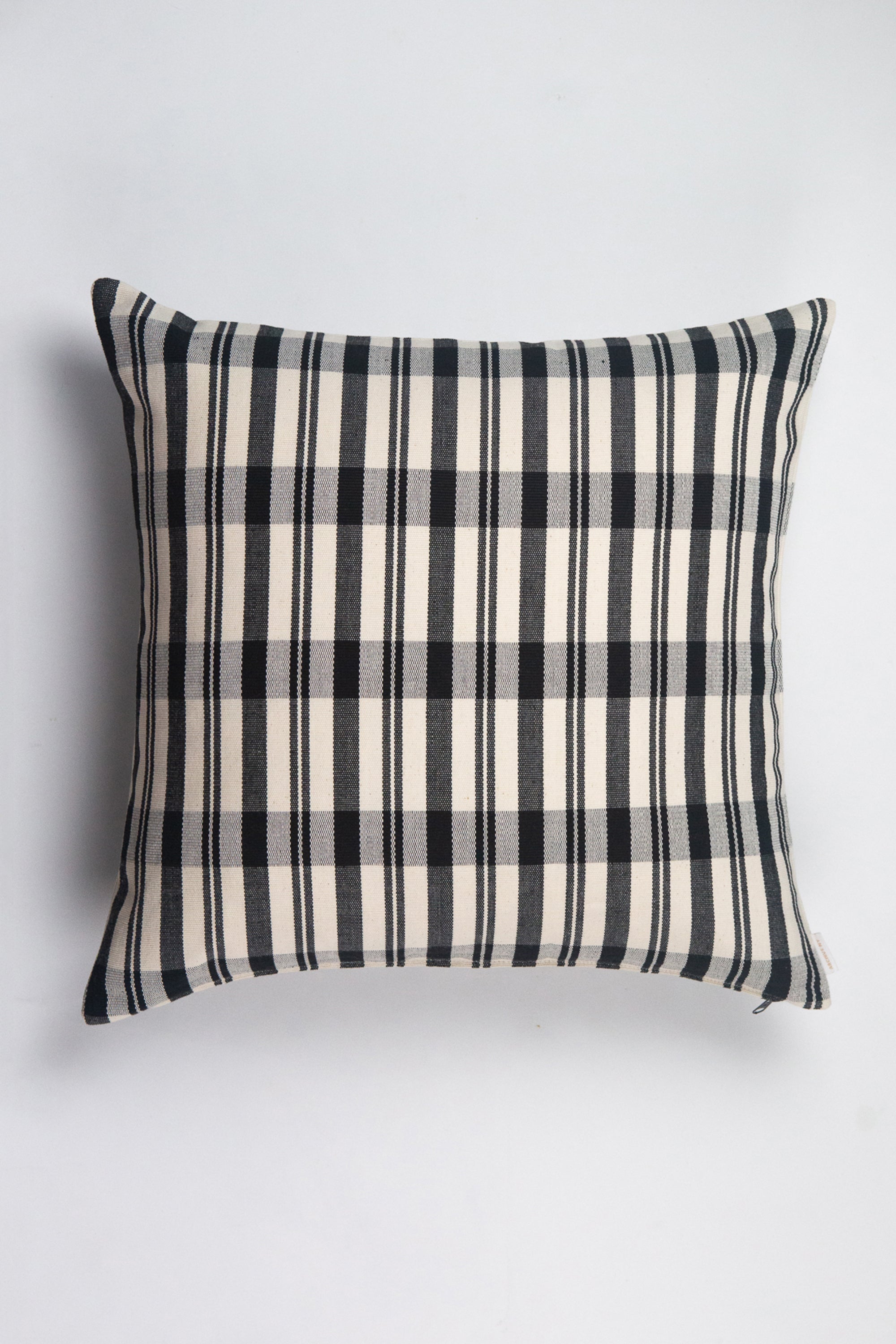 Cecilia Black & Ivory Striped Plaid Pillow