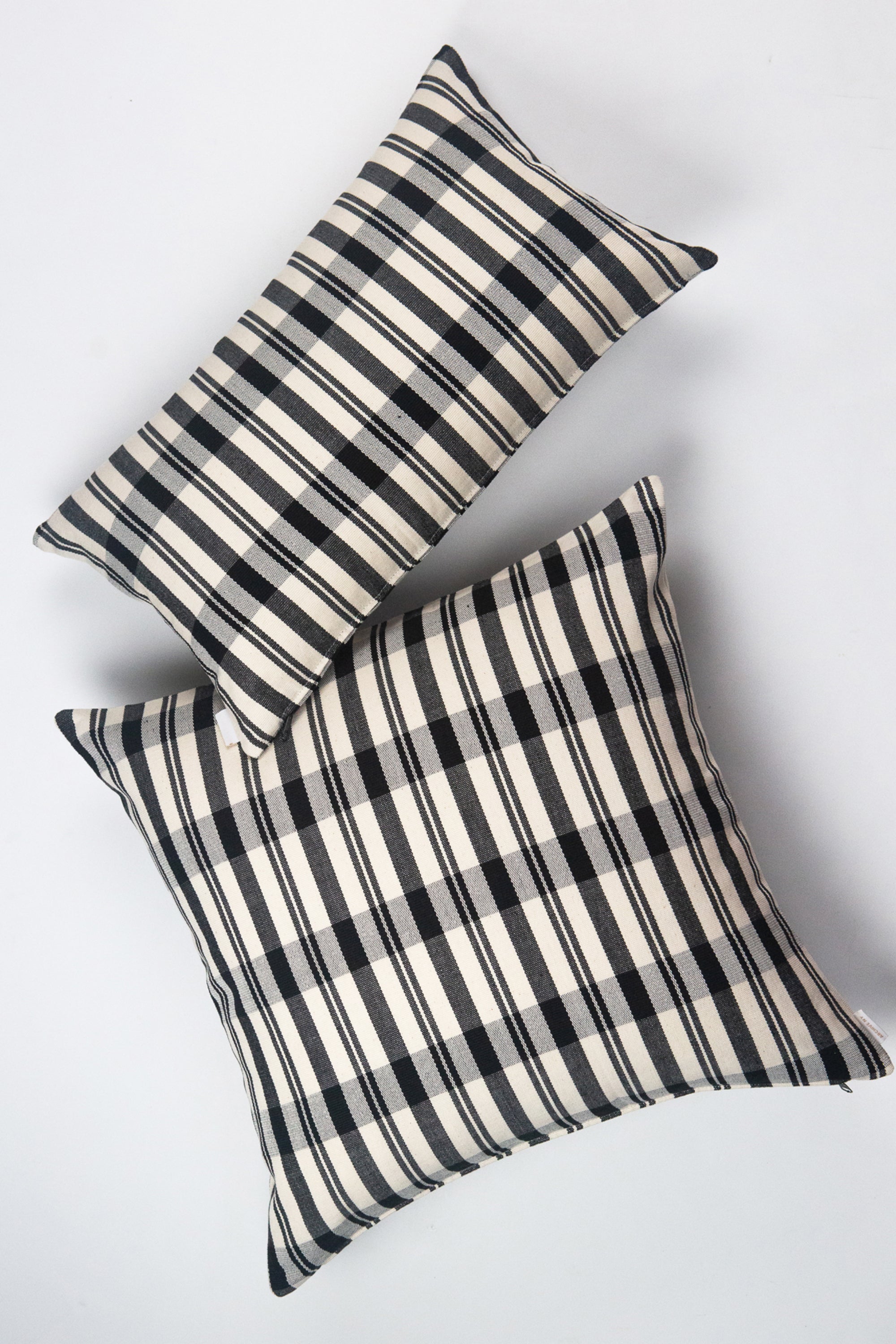 Cecilia Black & Ivory Striped Plaid Pillow