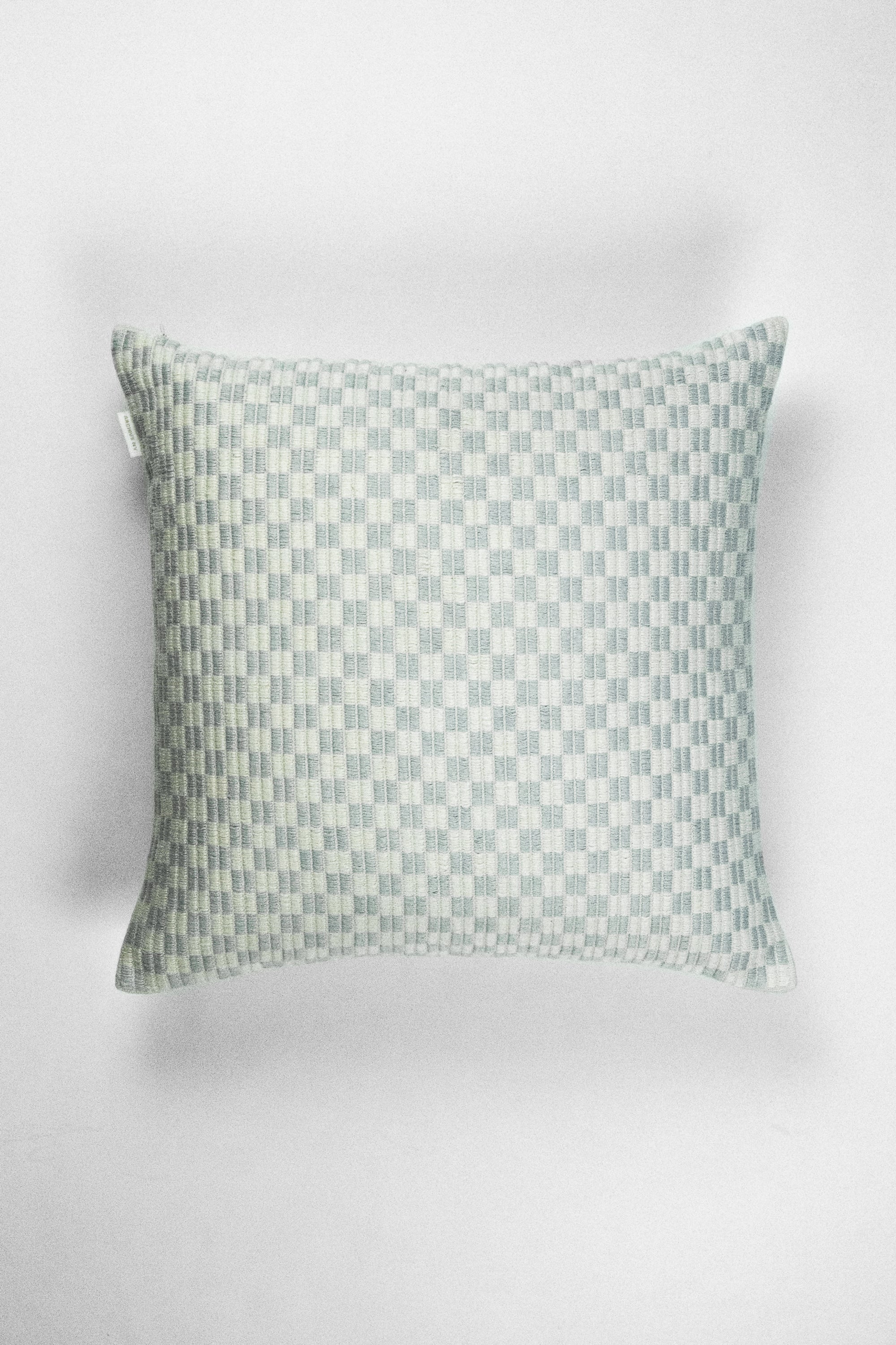 Checkered Brocade Pillow (Grey & White)