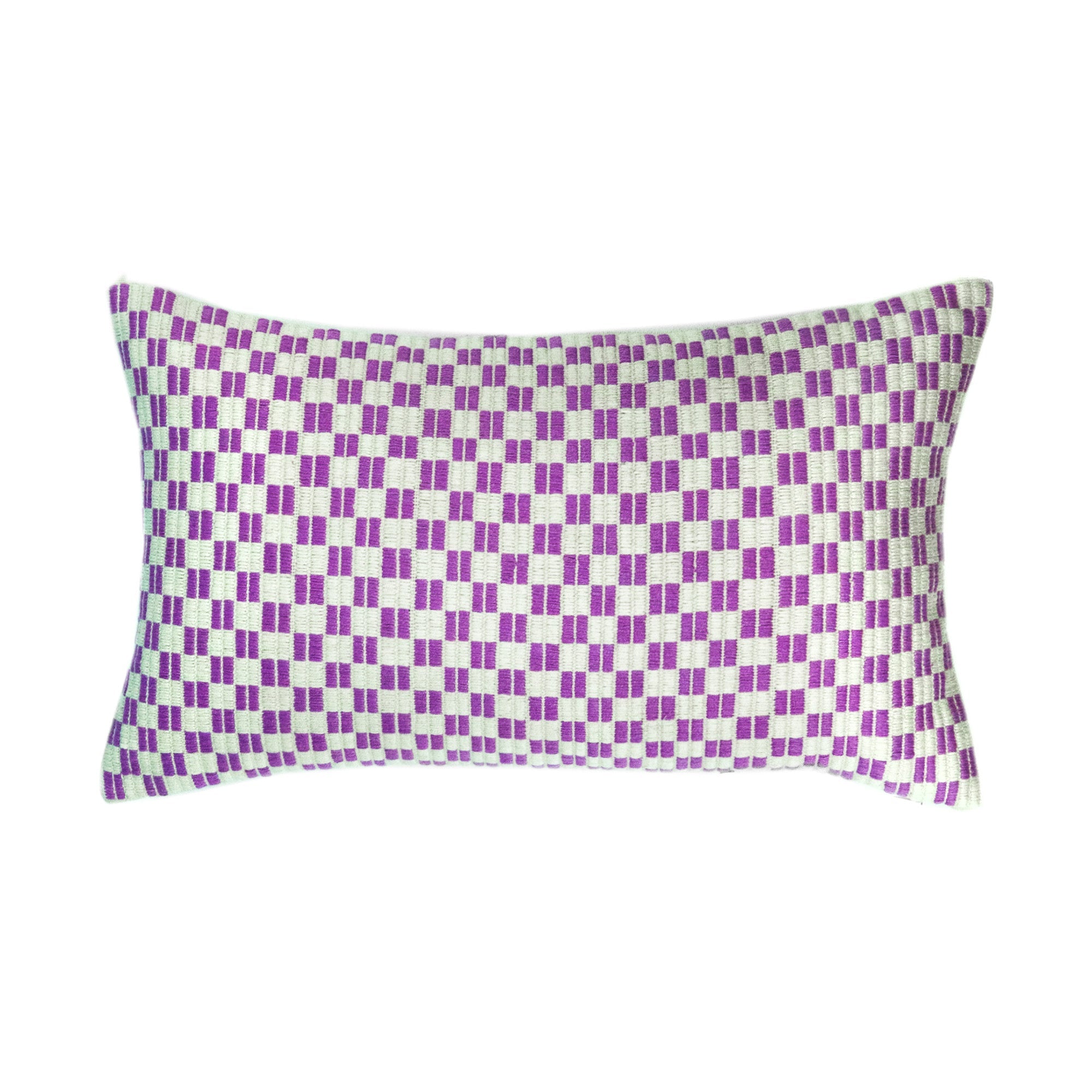 Checkered Brocade Pillow (Lilac & White)