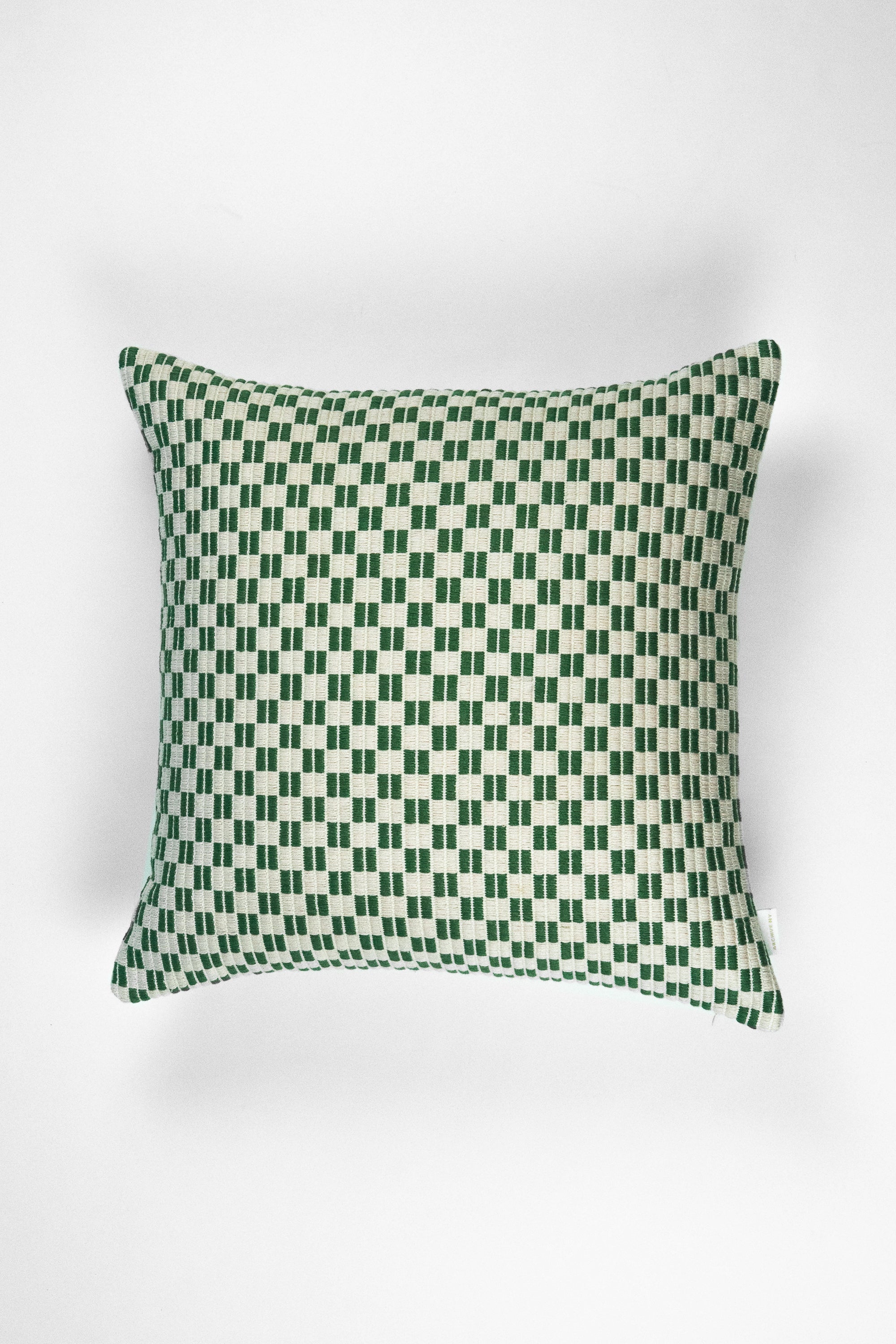 Checkered Brocade Pillow (Green & Cream)