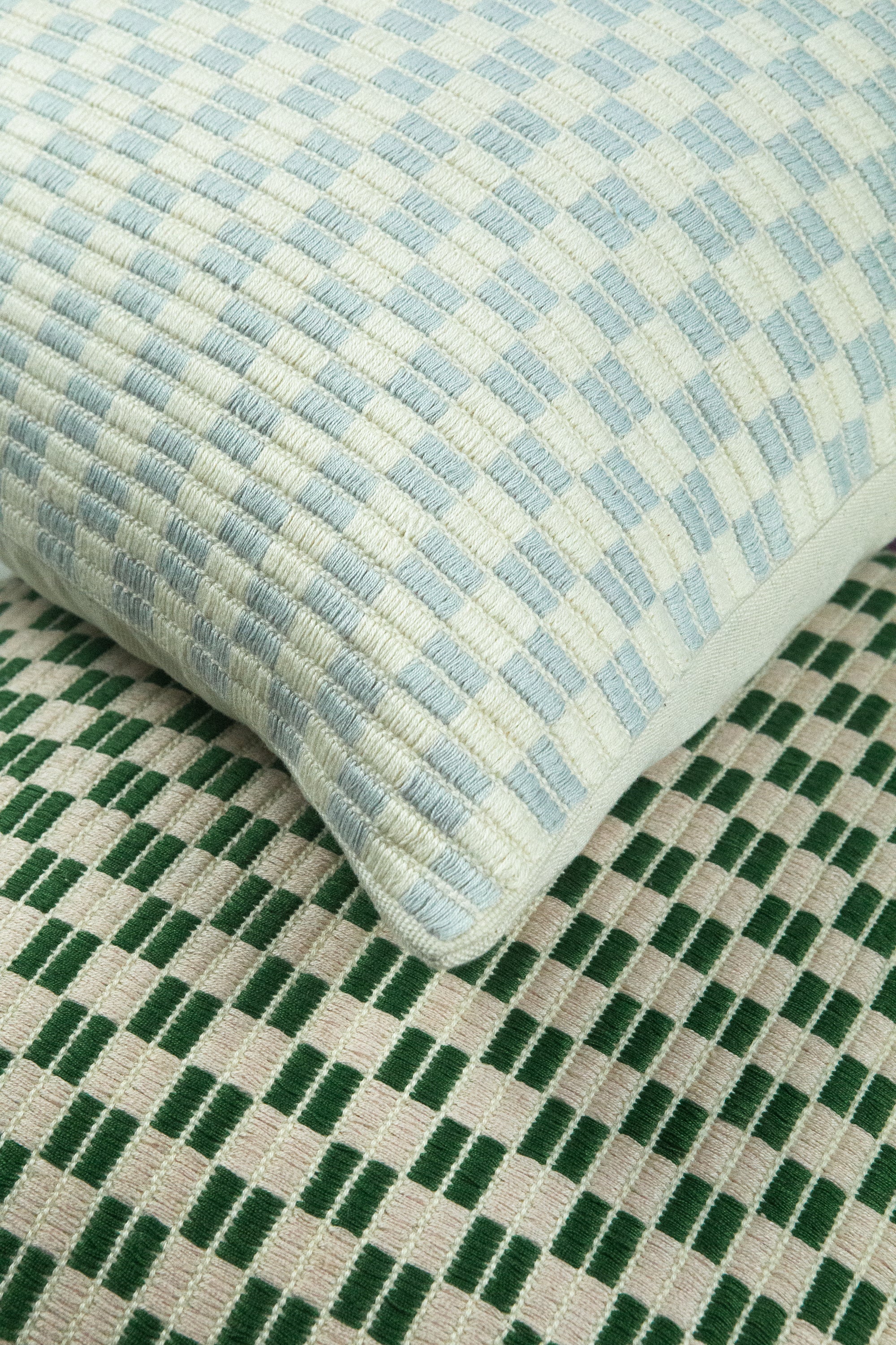 Checkered Brocade Pillow (Grey & White)