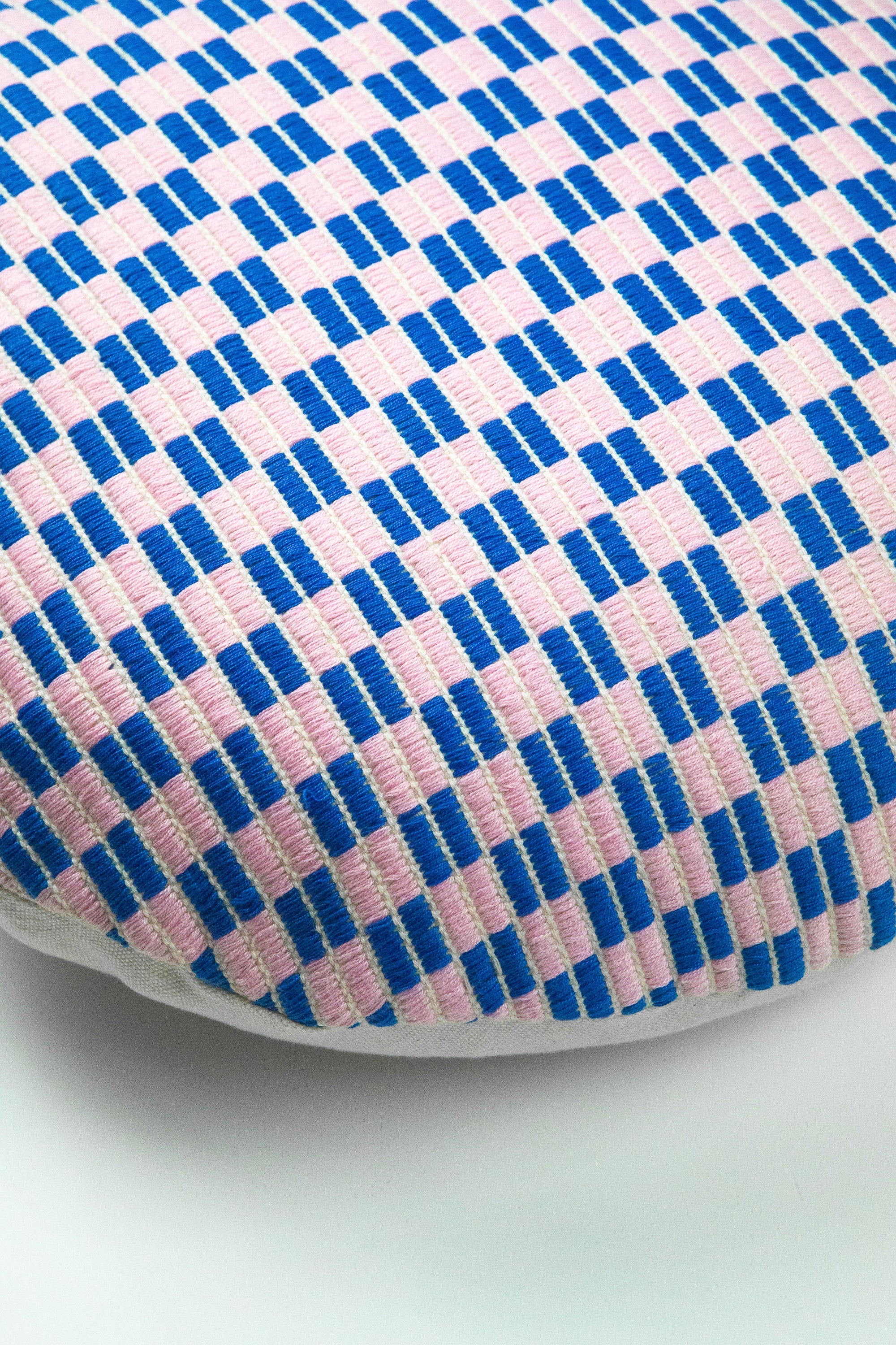 Checkered Blue & Pink Brocade Pillows