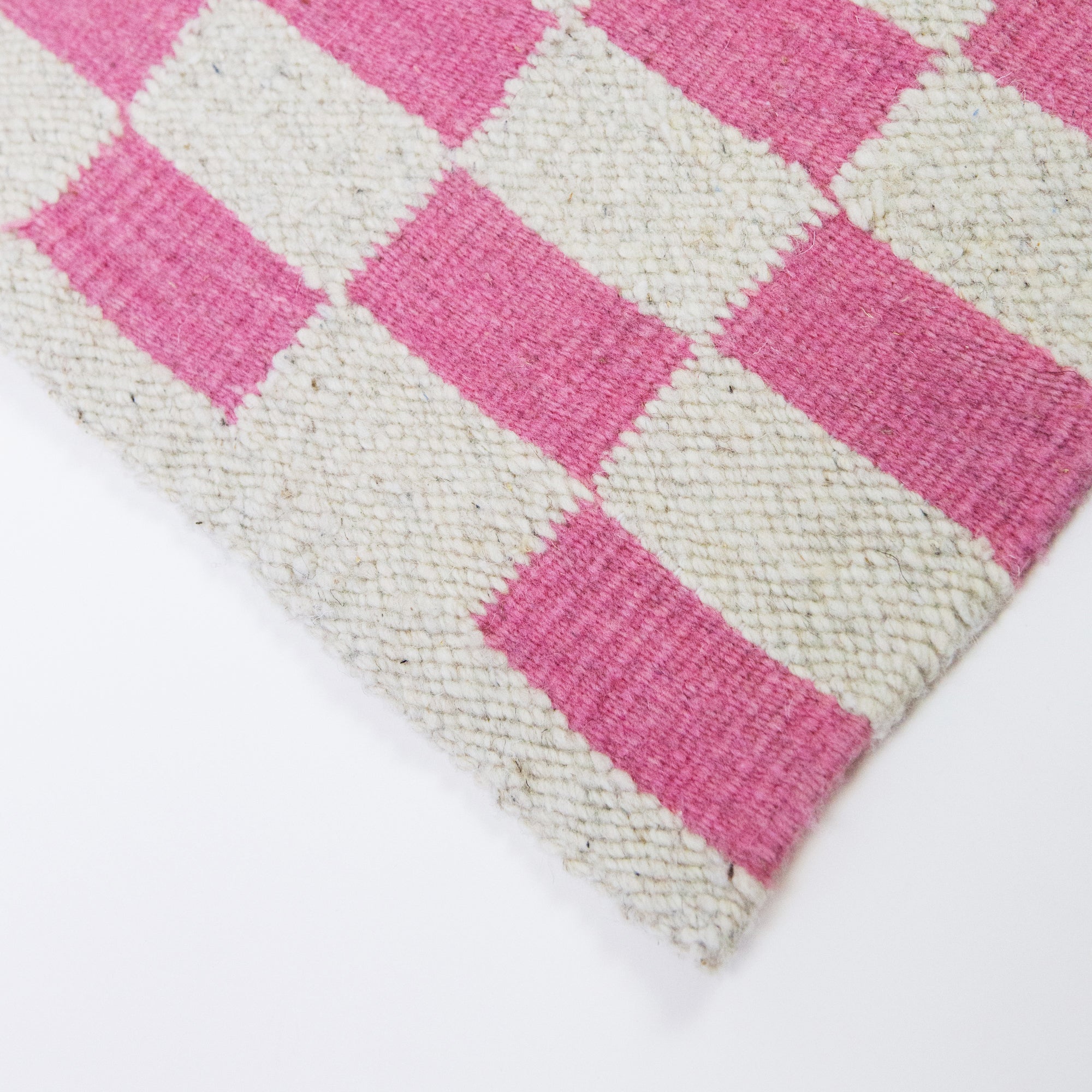 Zapotec Checkered Rug (Pink & Ivory)