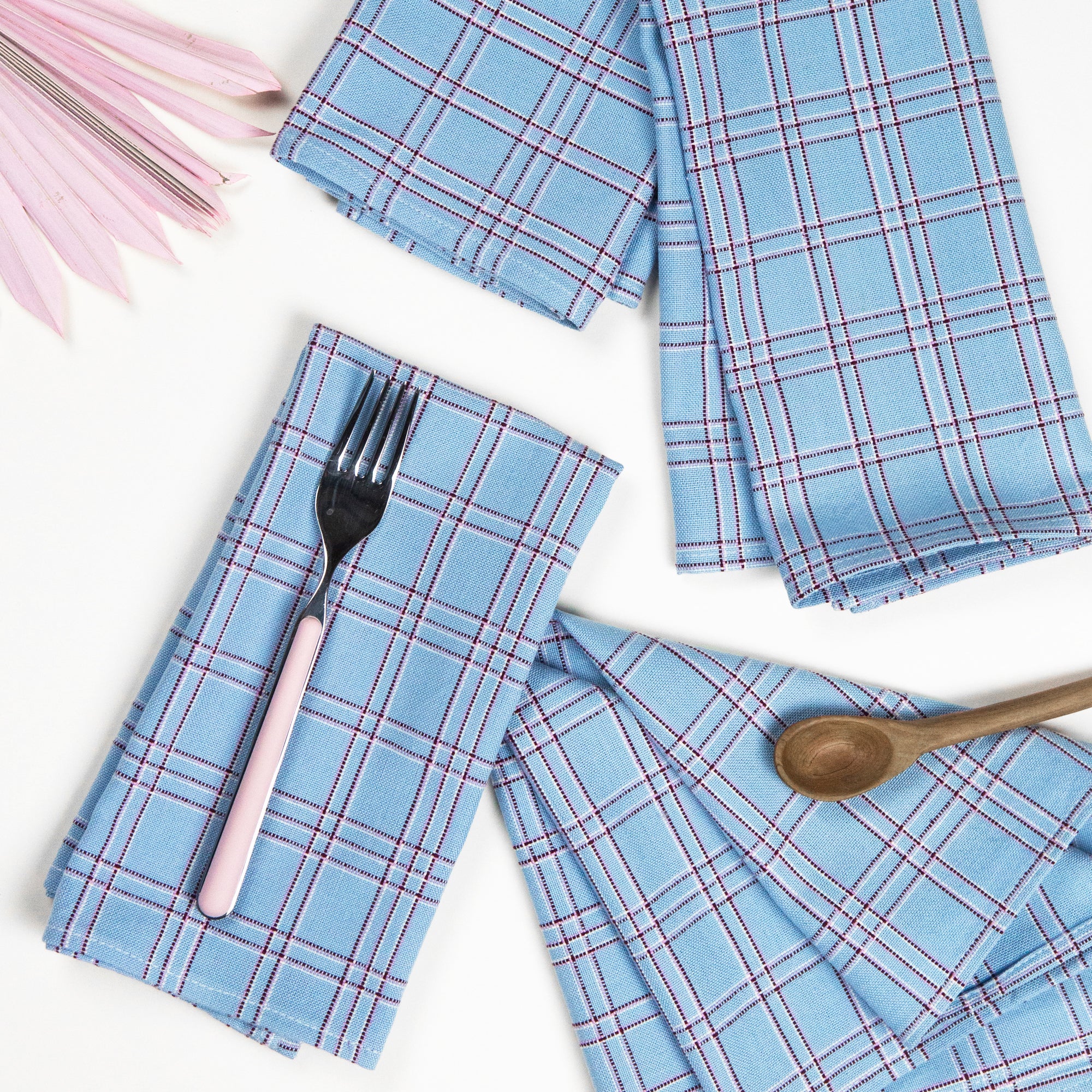 Chiapas Plaid Light Blue Napkins