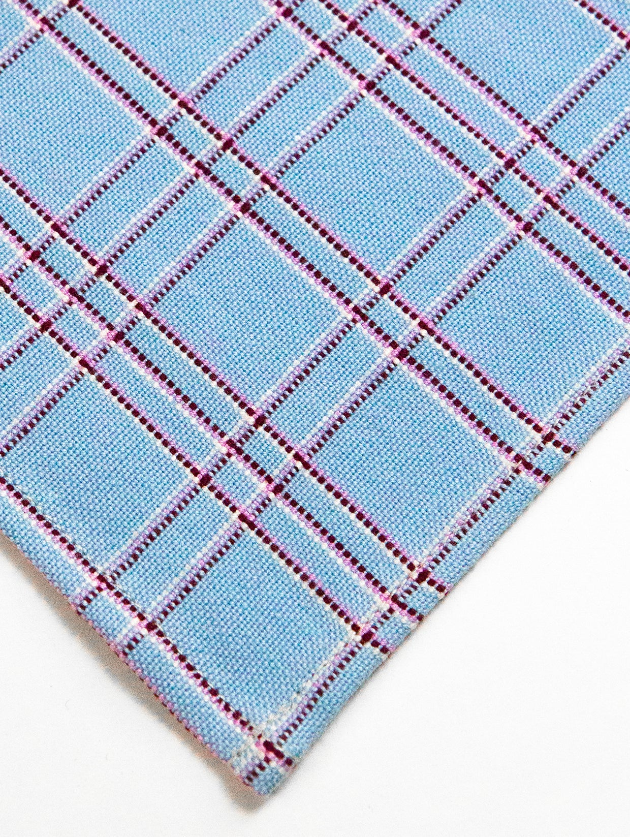 Chiapas Plaid Table Runner (Light Blue)