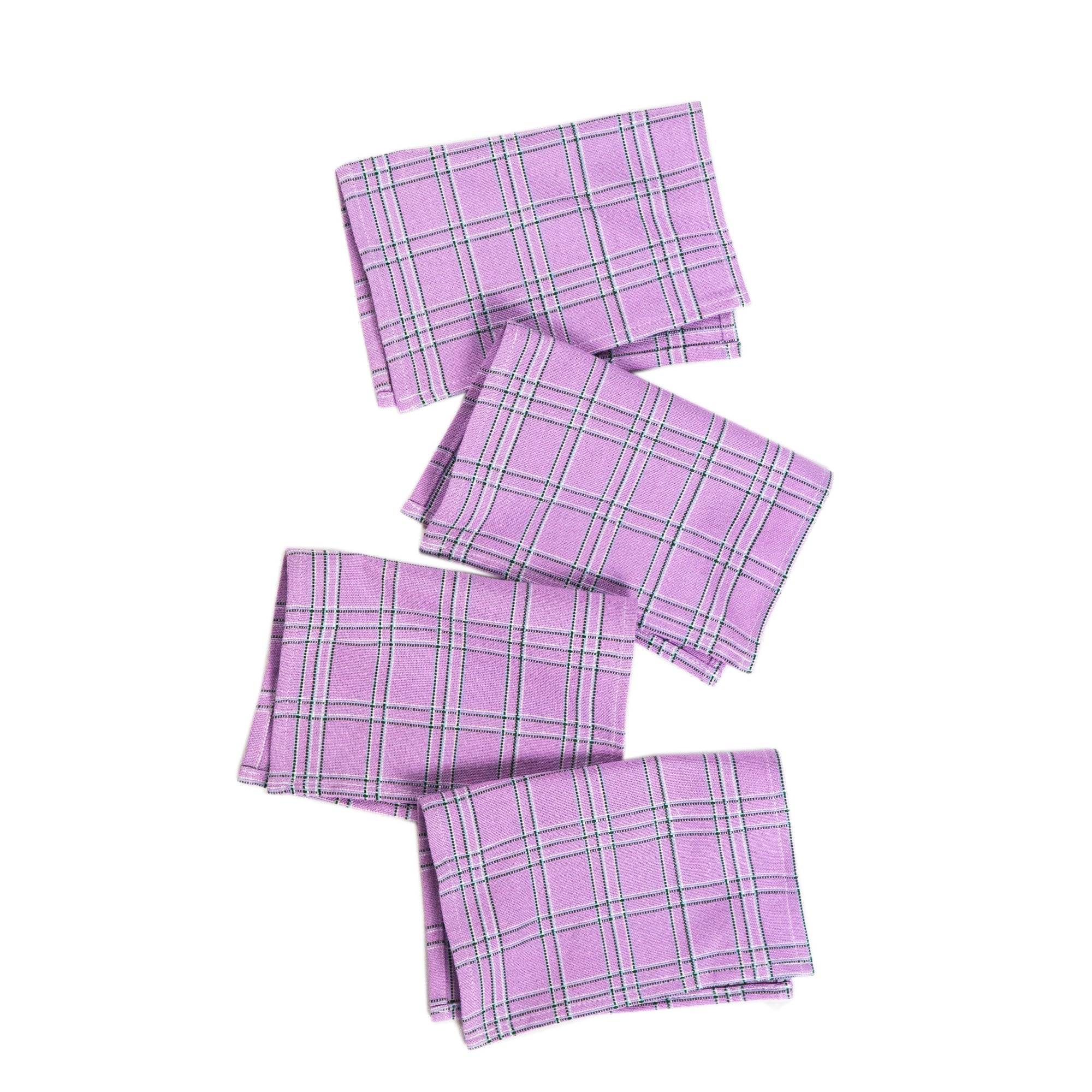 Chiapas Plaid Lilac Cocktail Napkins Set of 4