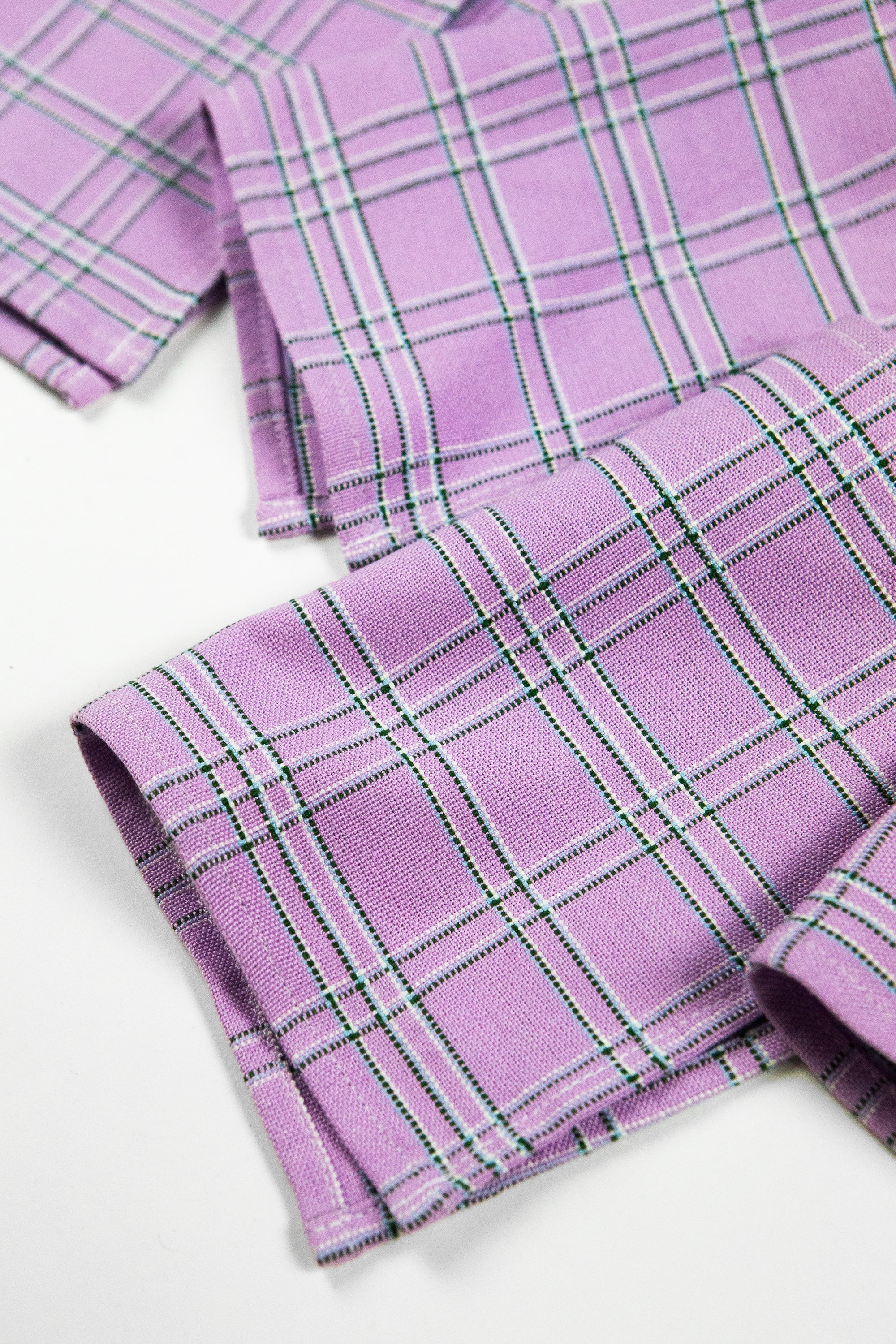 Chiapas Plaid Lilac Cocktail Napkins Set of 4