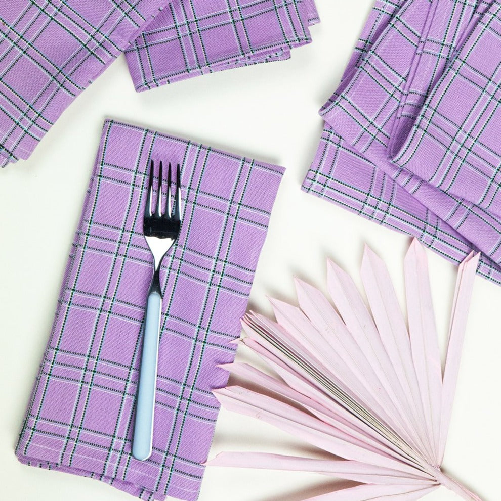 Chiapas Plaid Lilac Napkins