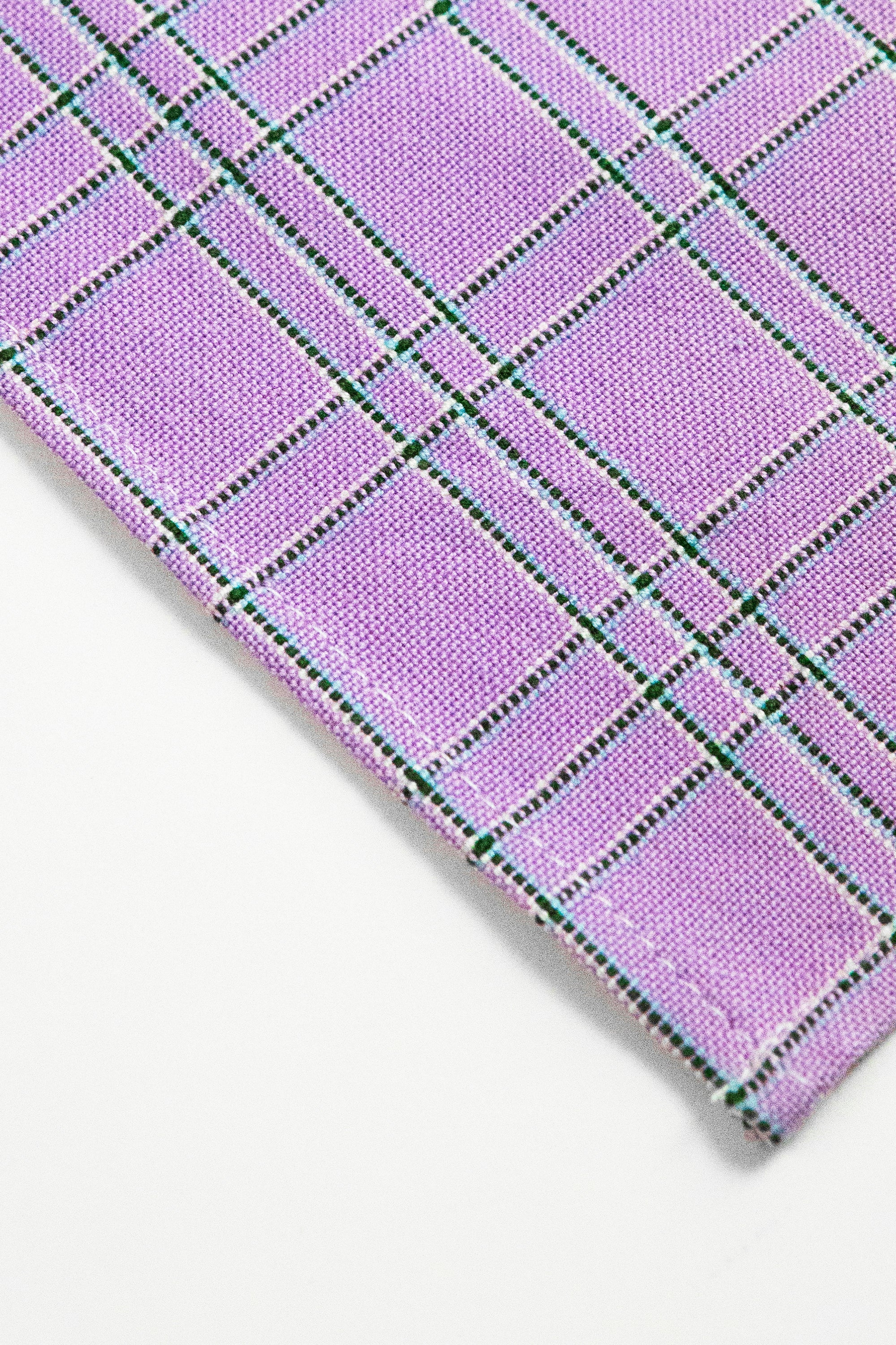 Chiapas Plaid Lilac Cocktail Napkins Set of 4