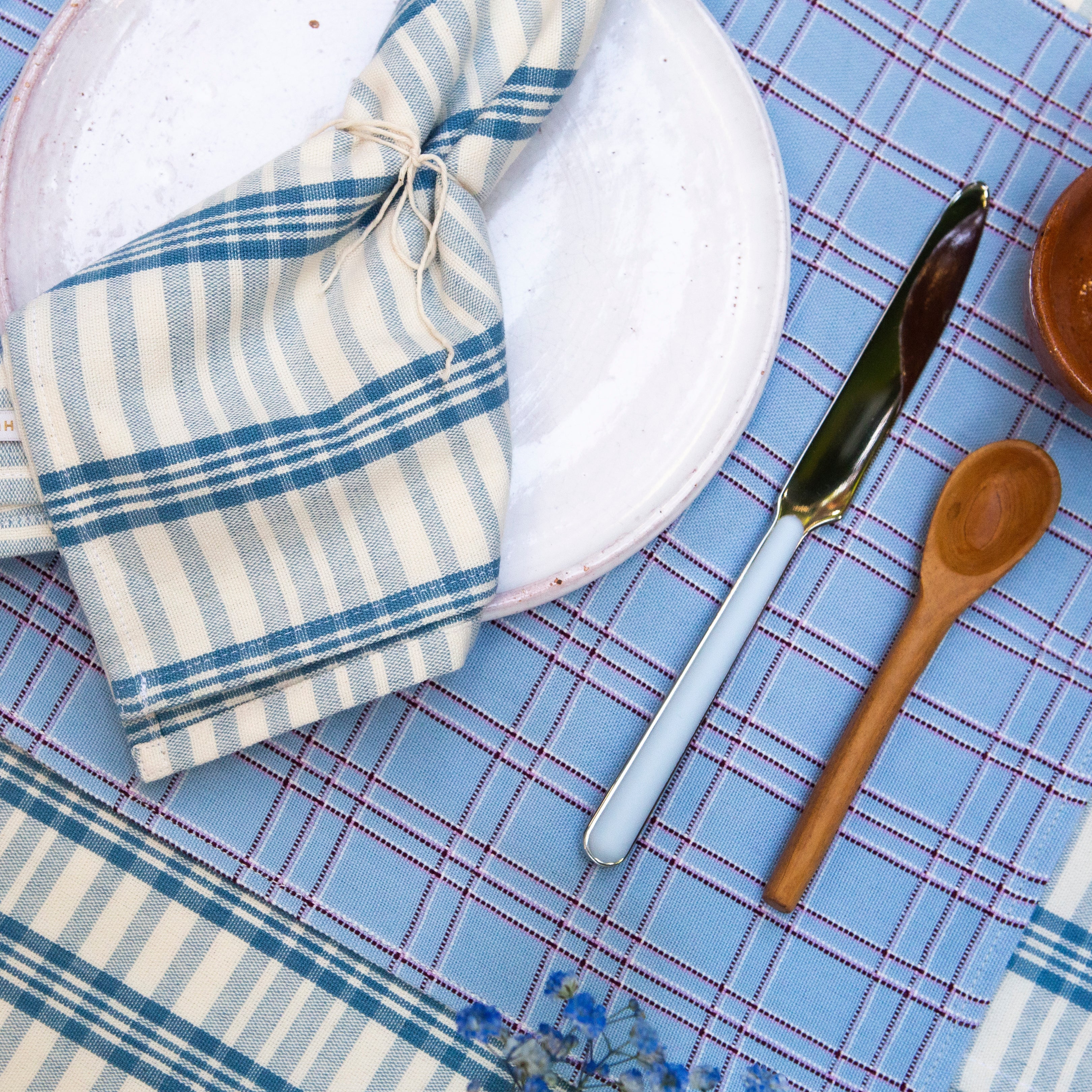 Coco Plaid Natural Indigo Napkins