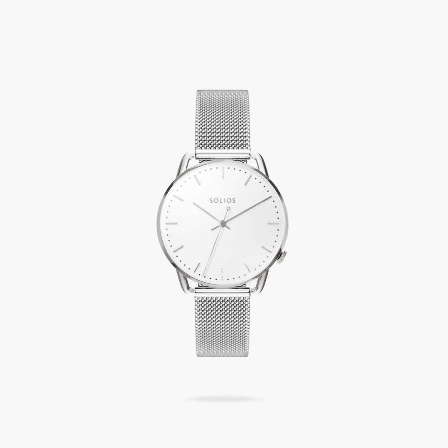 White + Silver Solar Curve Mini (Silver Mesh Metal)