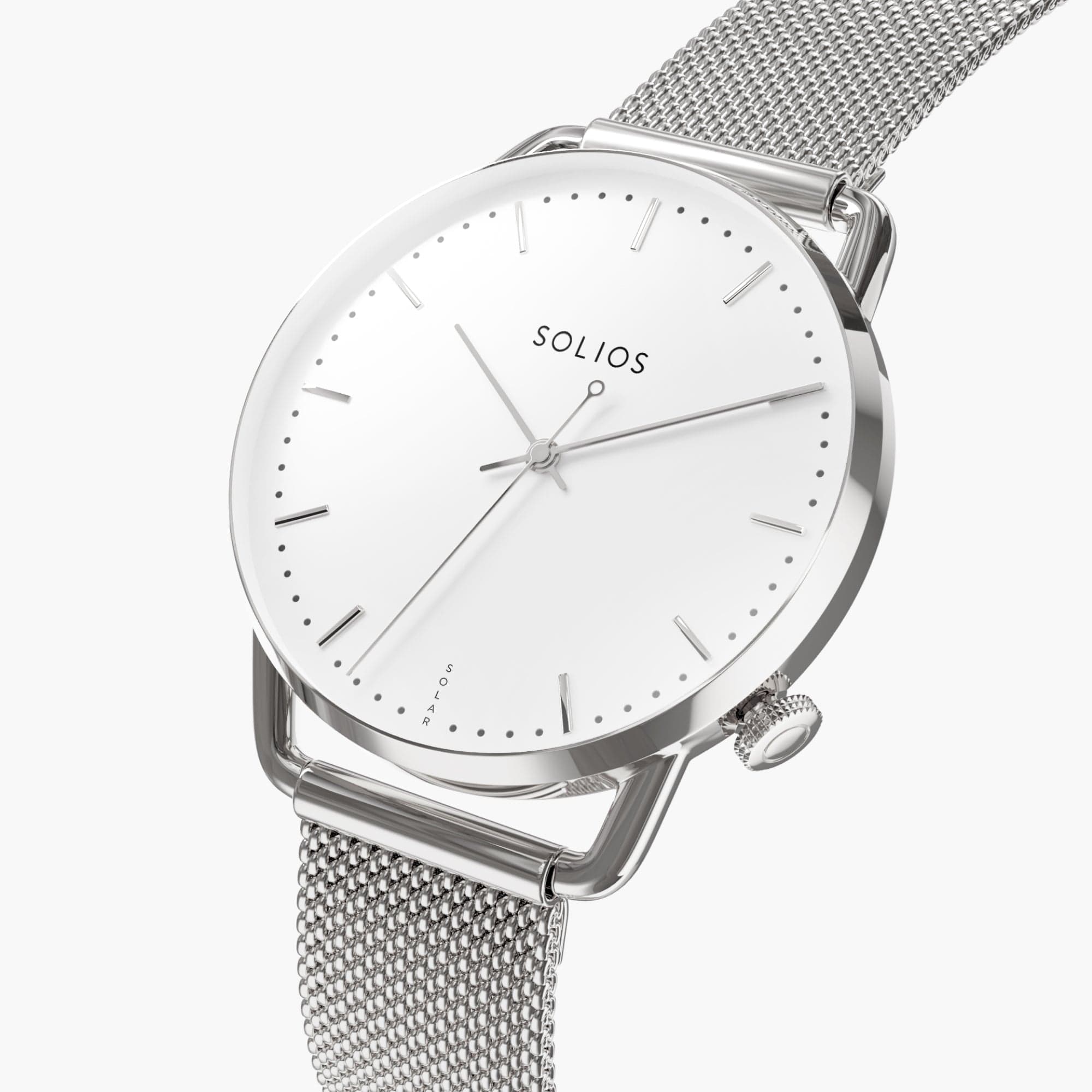 White + Silver Solar Curve Mini (Silver Mesh Metal)