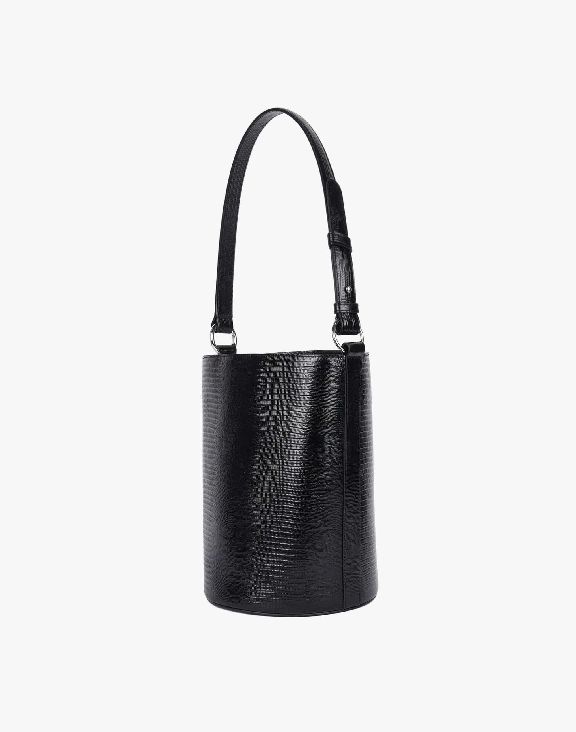 Luxe Convertible Bucket Bag (Black Lizard)