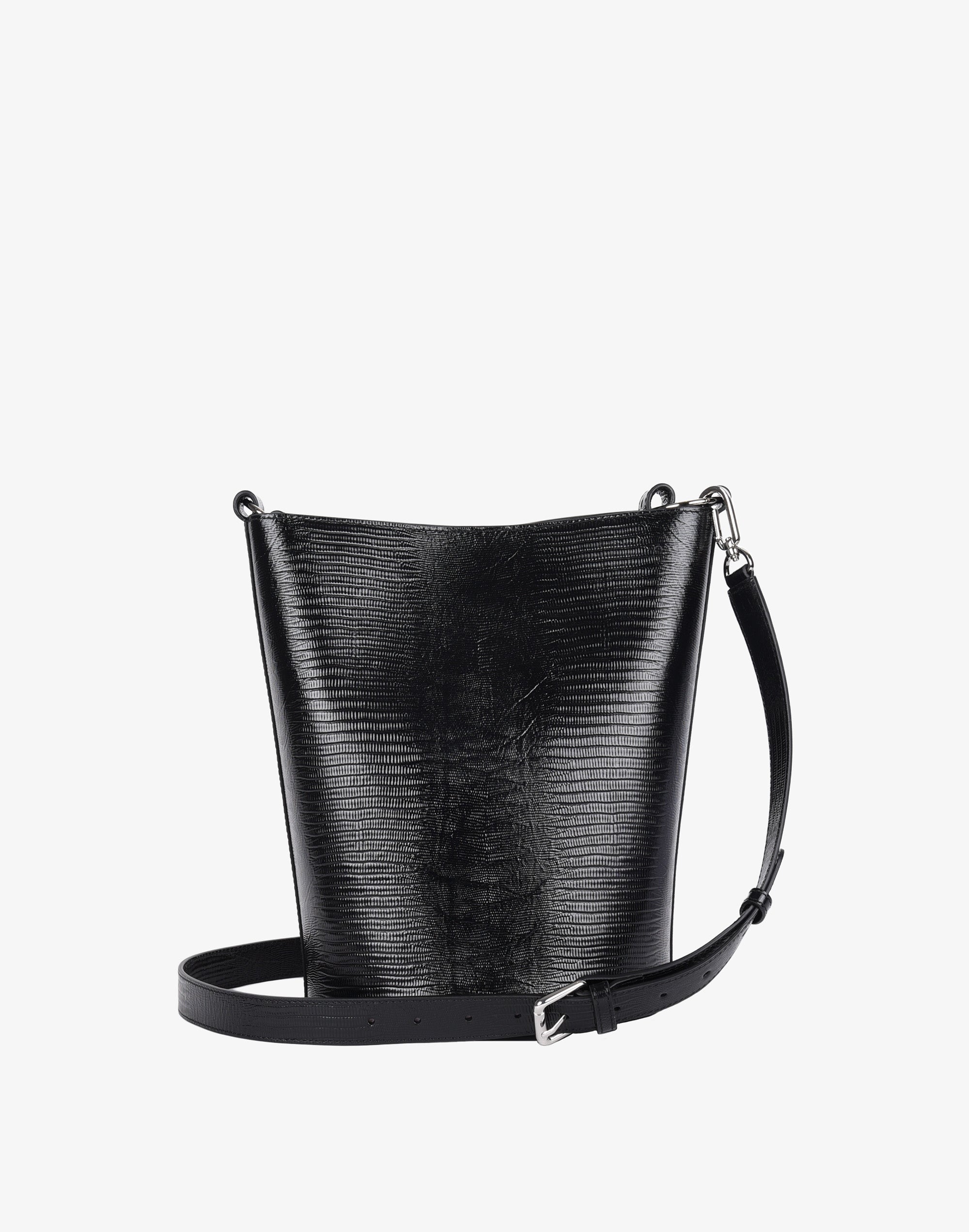 Luxe Convertible Bucket Bag (Black Lizard)