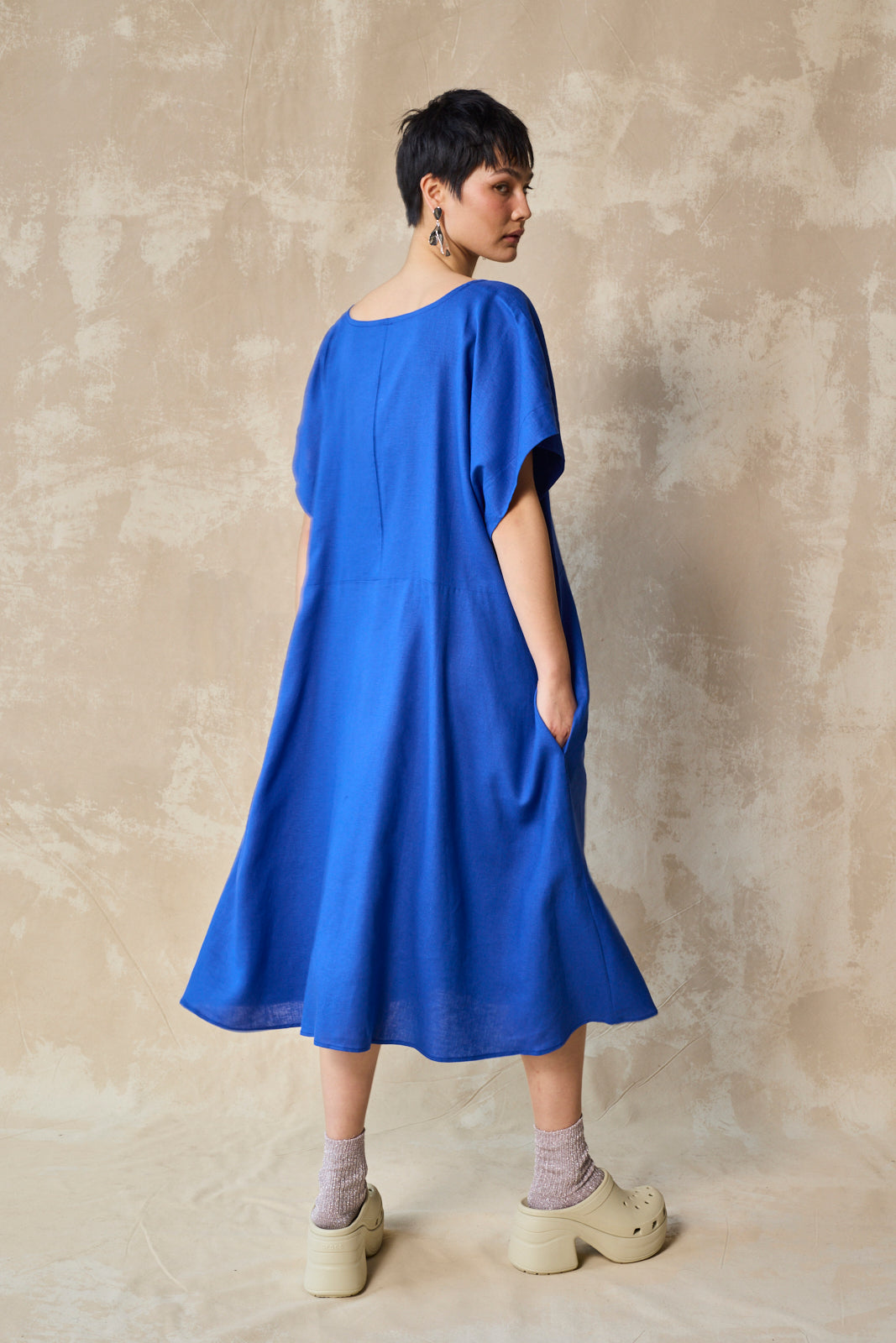 Midi Length Oversized Tee Dress (Lapis)