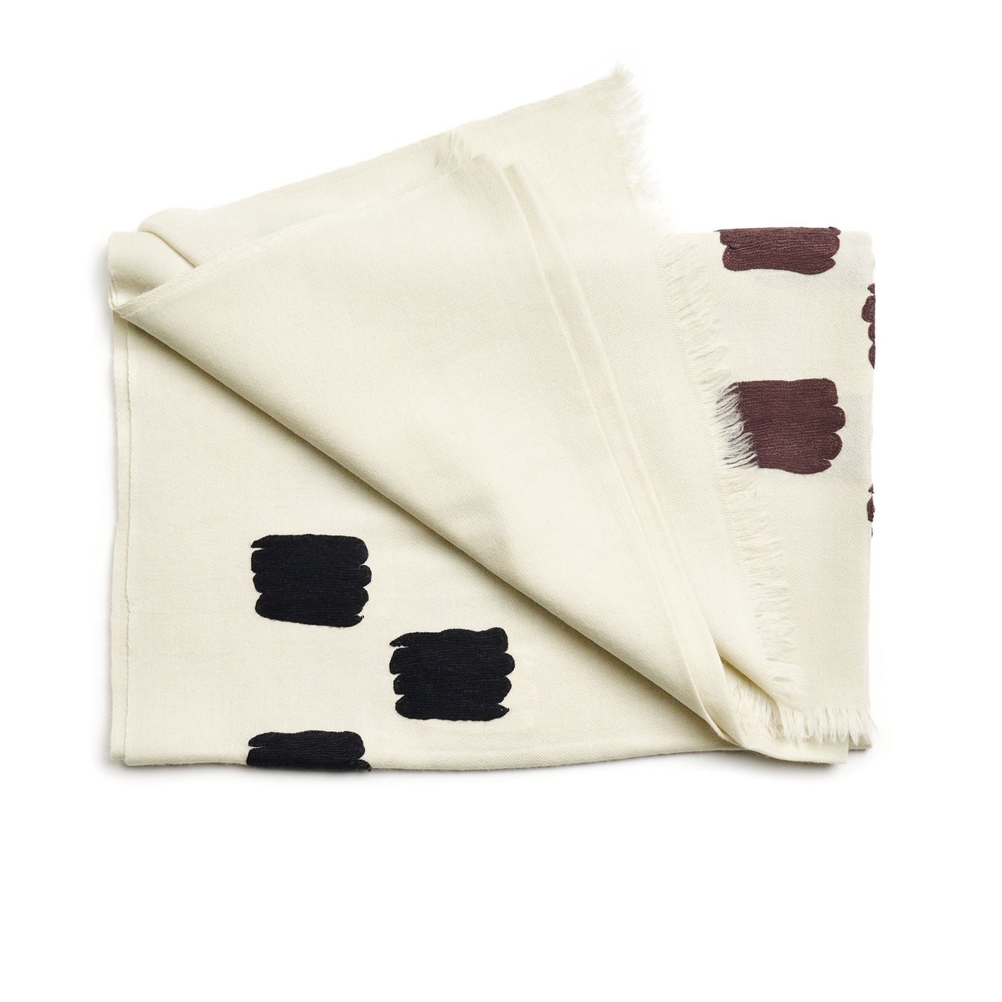 Dahlia Embroidered Hand Woven Scarf (Off White)