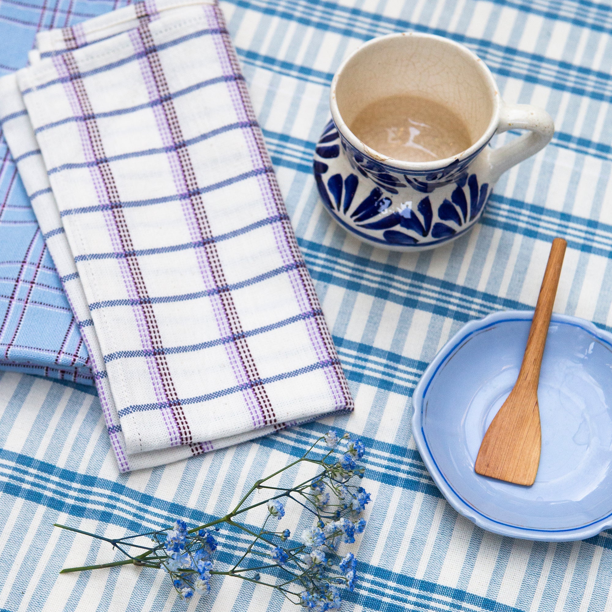 Kitchen Towel (Plaid Natural Indigo)