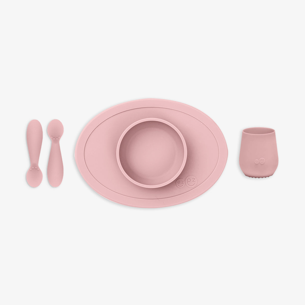 First Foods Set in Blush by ezpz / The Original All-In-One Silicone Plates & Placemats that Stick to the Table#color_blush