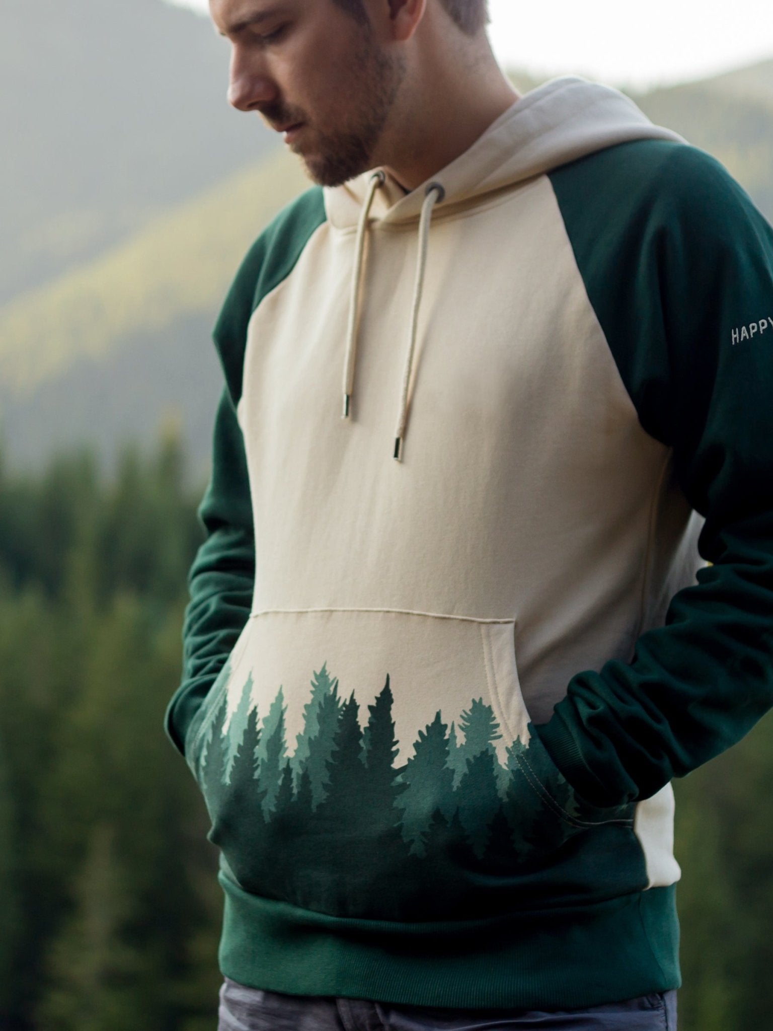 Fading Forest Hoodie, a Organic Hoodie by Happy Earth Apparel