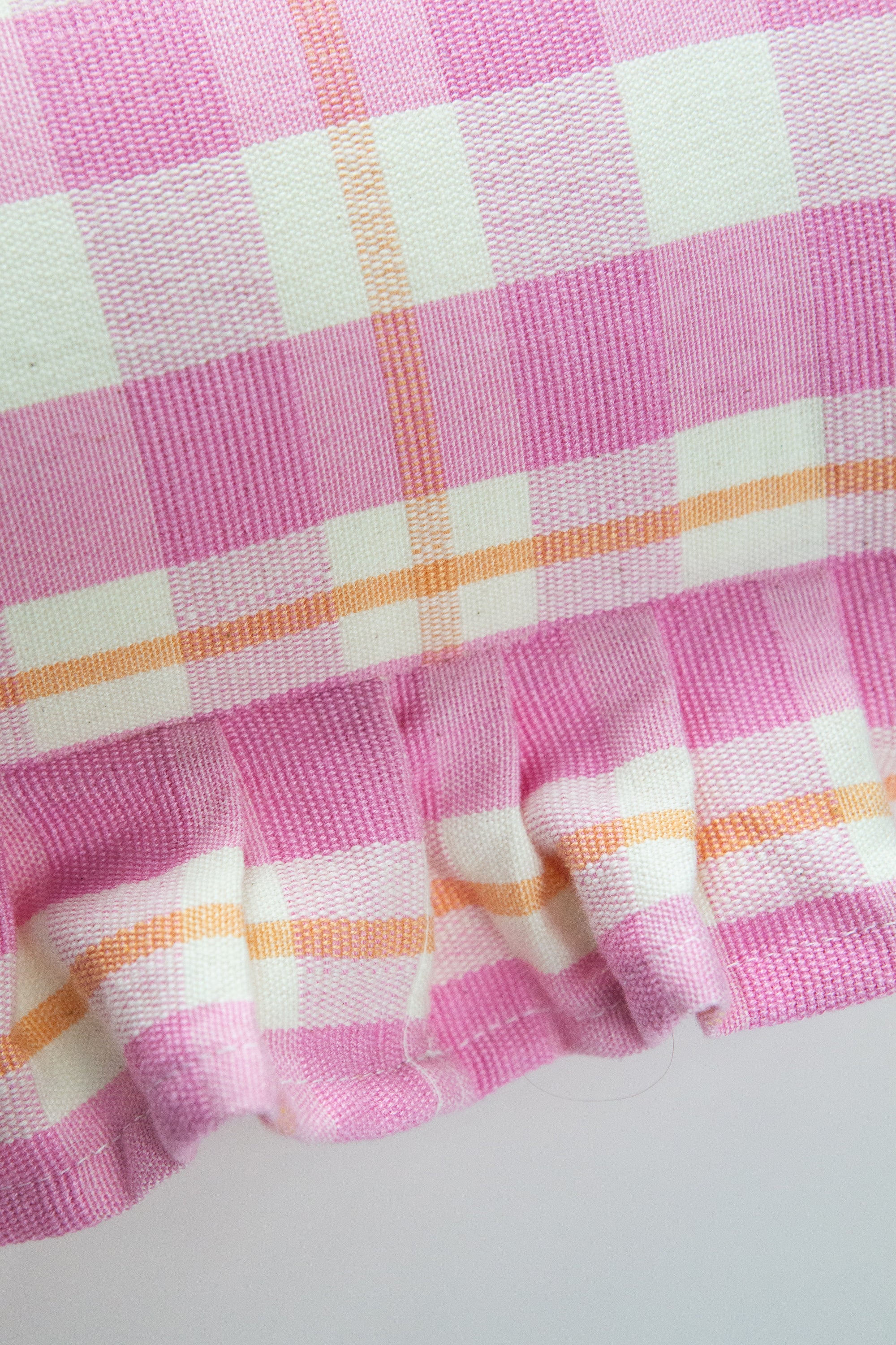 Abigail Ruffle Plaid Pillow (Bubblegum)