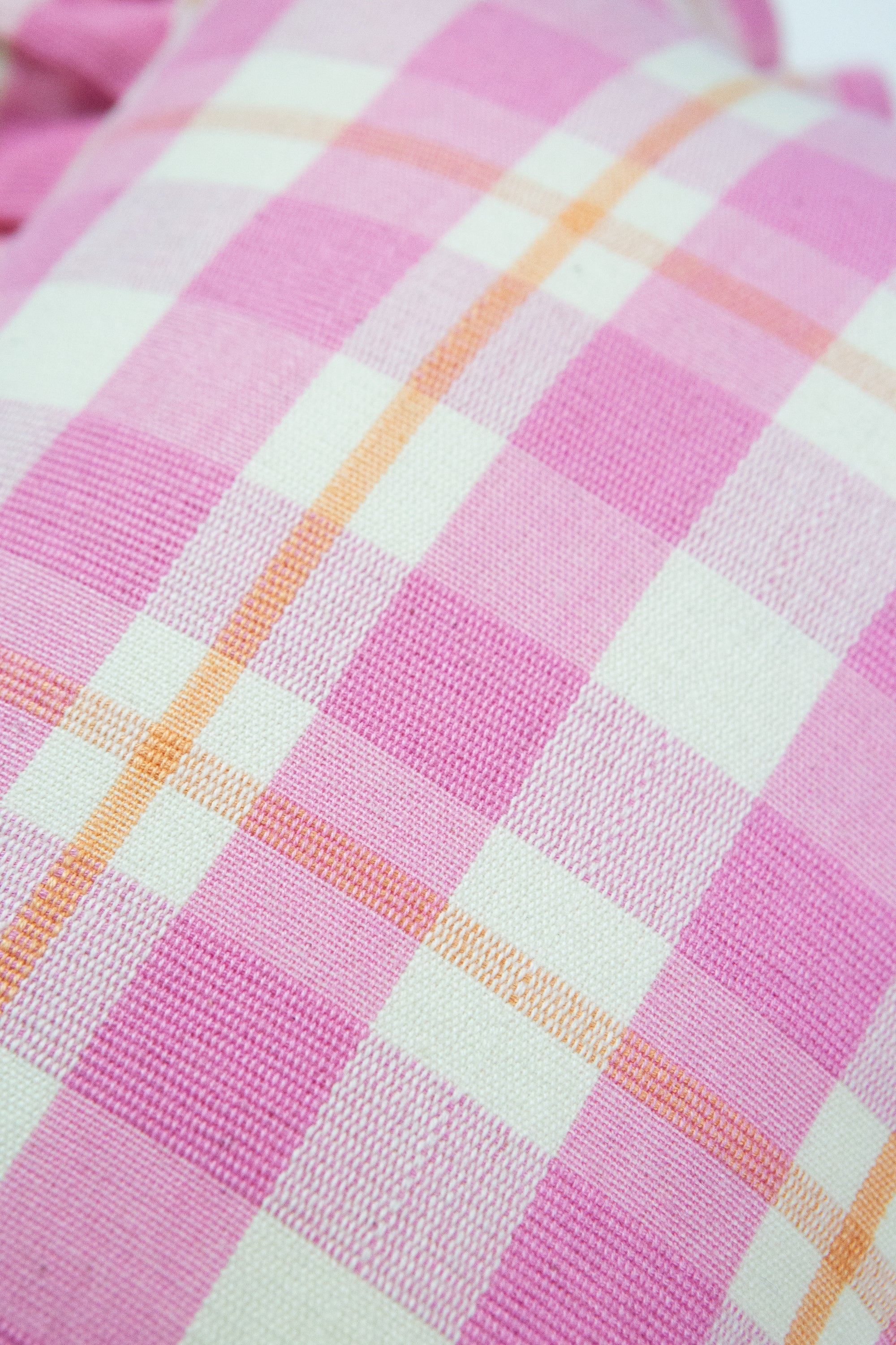 Abigail Plaid Square Pillow (Bubblegum)