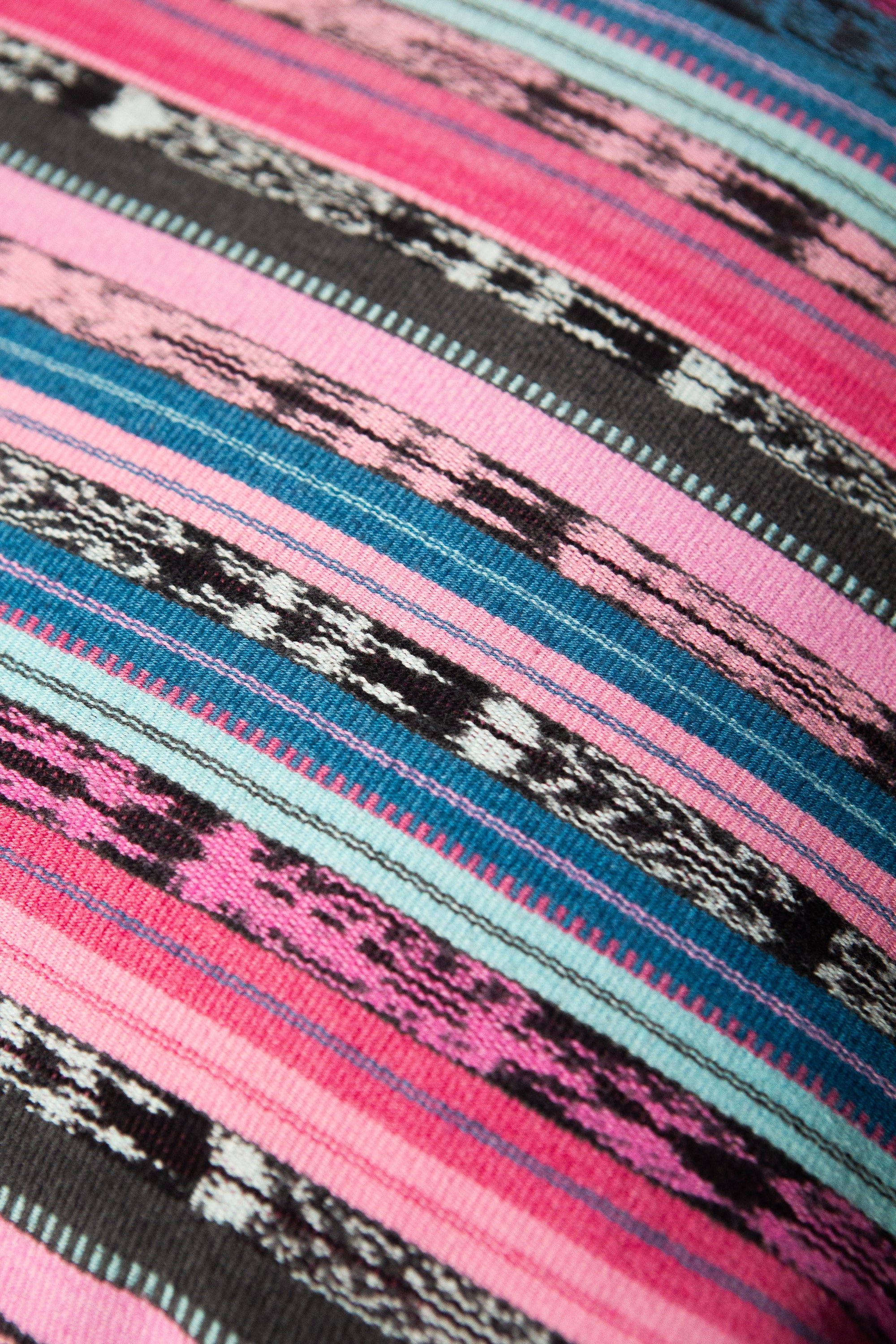 Vintage 90s Ikat Pillow (Pink & Blue)