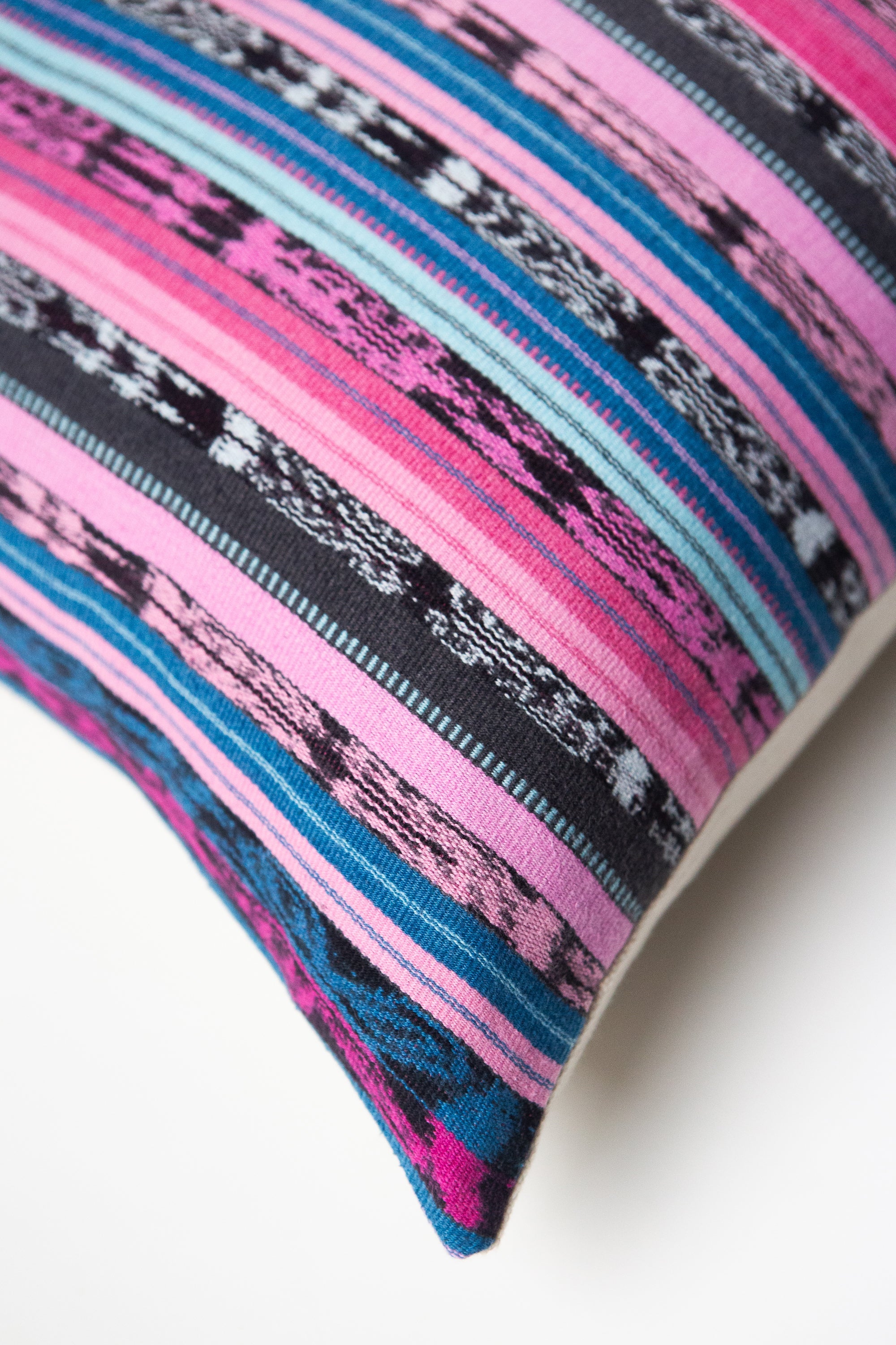 Vintage 90s Ikat Pillow (Pink & Blue)