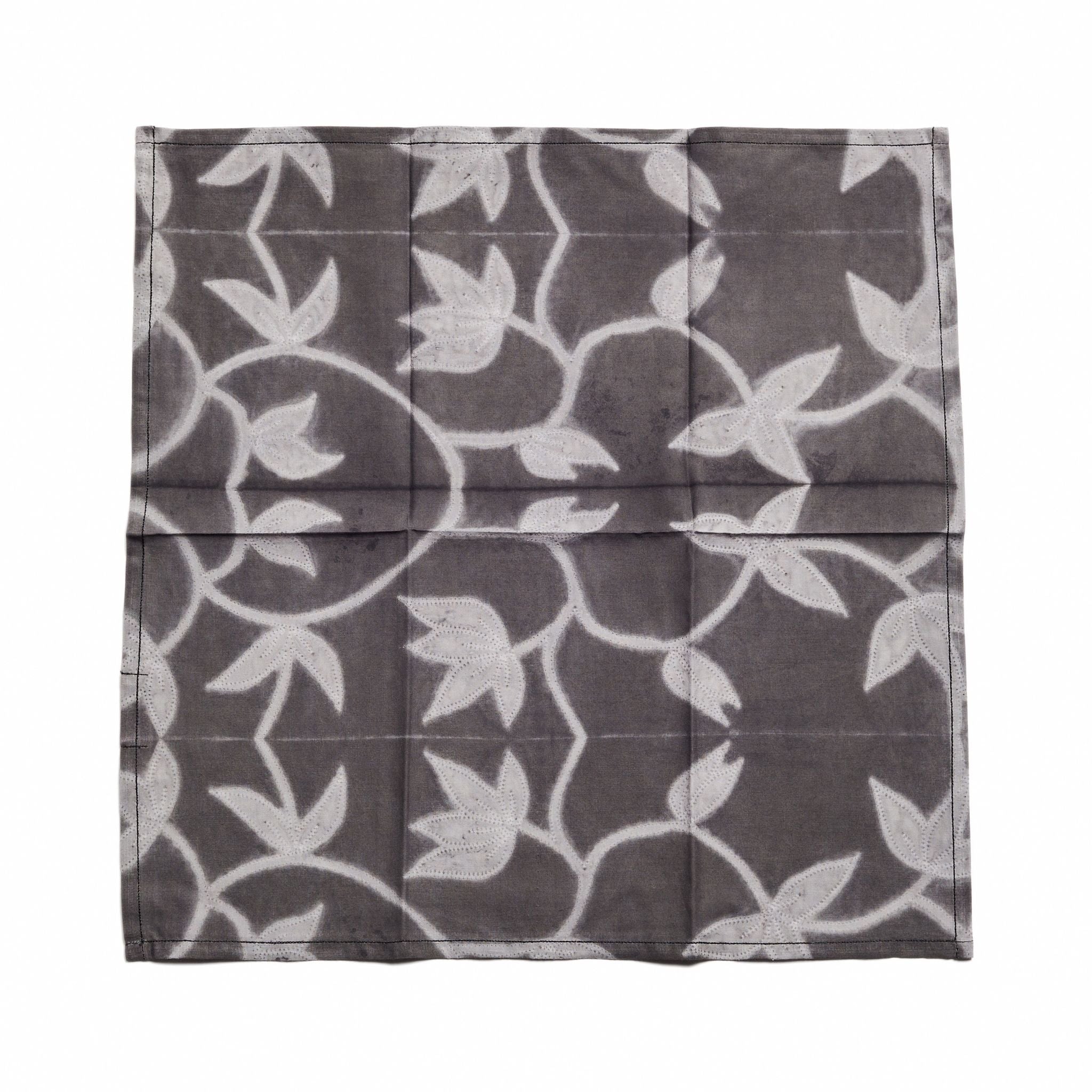 Folio Handcrafted Shibori Cotton Table Napkins Set (Black)